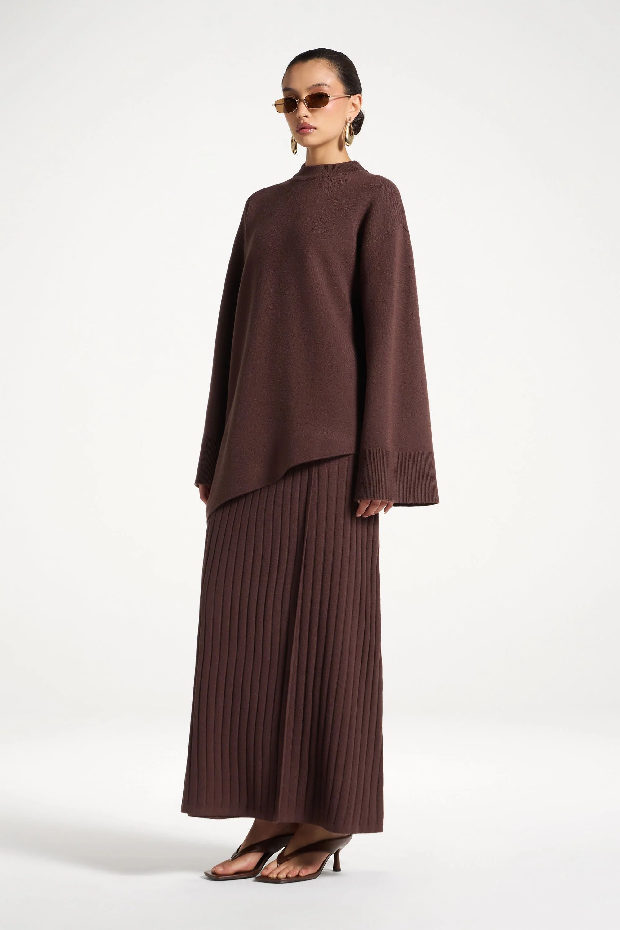 Kehlani Asymmetric Knit Top - Brown - Image 4