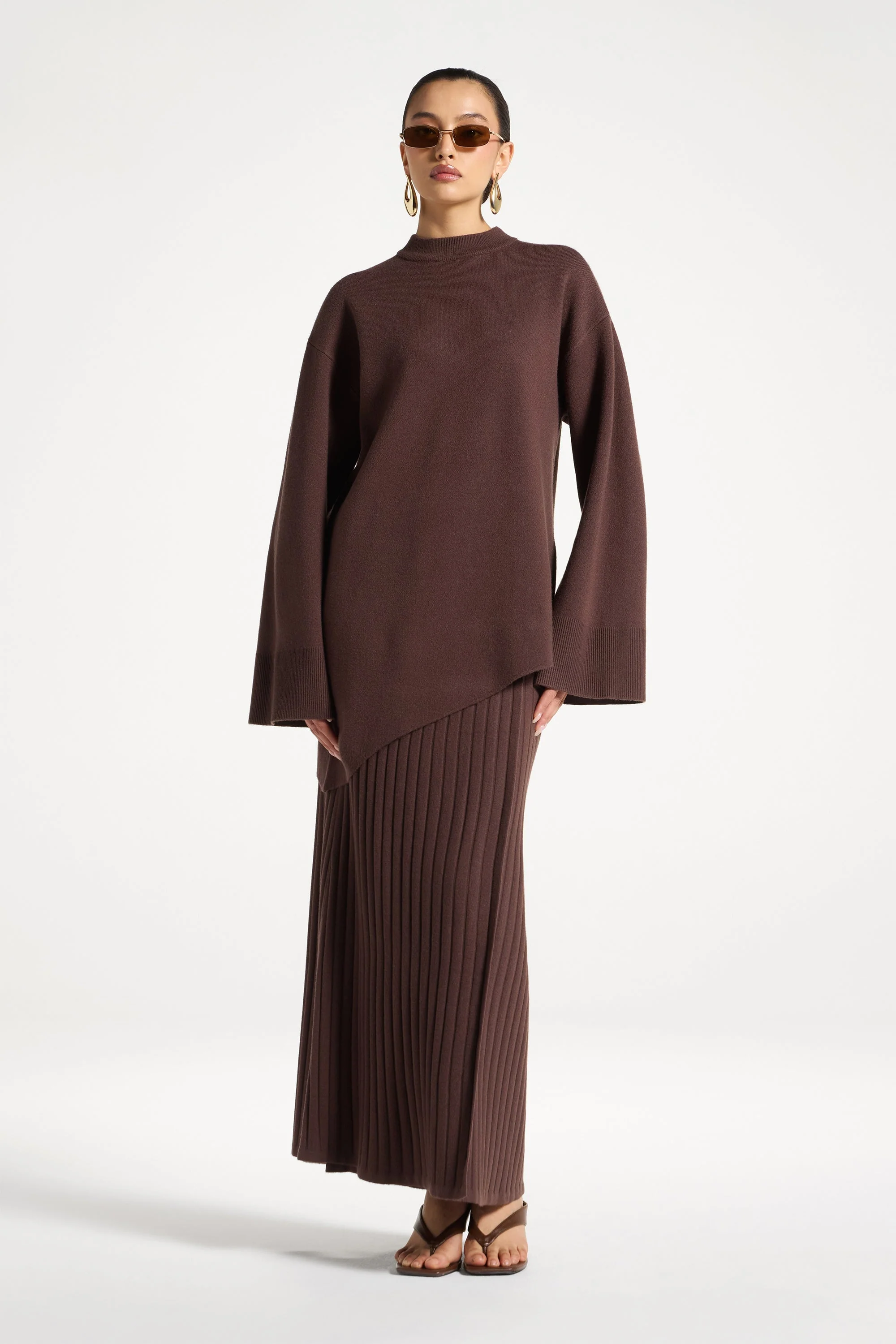 Kehlani Asymmetric Knit Top - Brown - Image 5