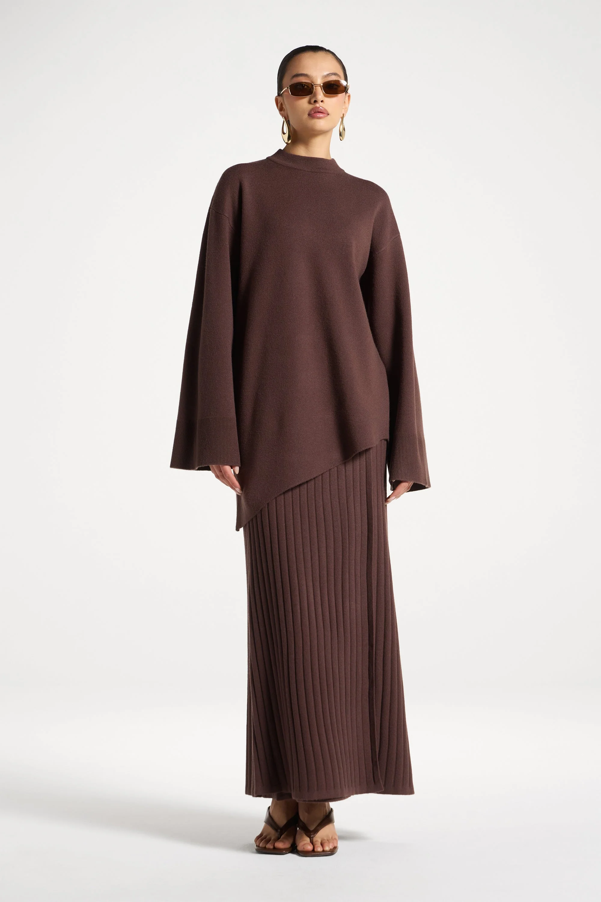 Kehlani Asymmetric Knit Top - Brown - Image 6