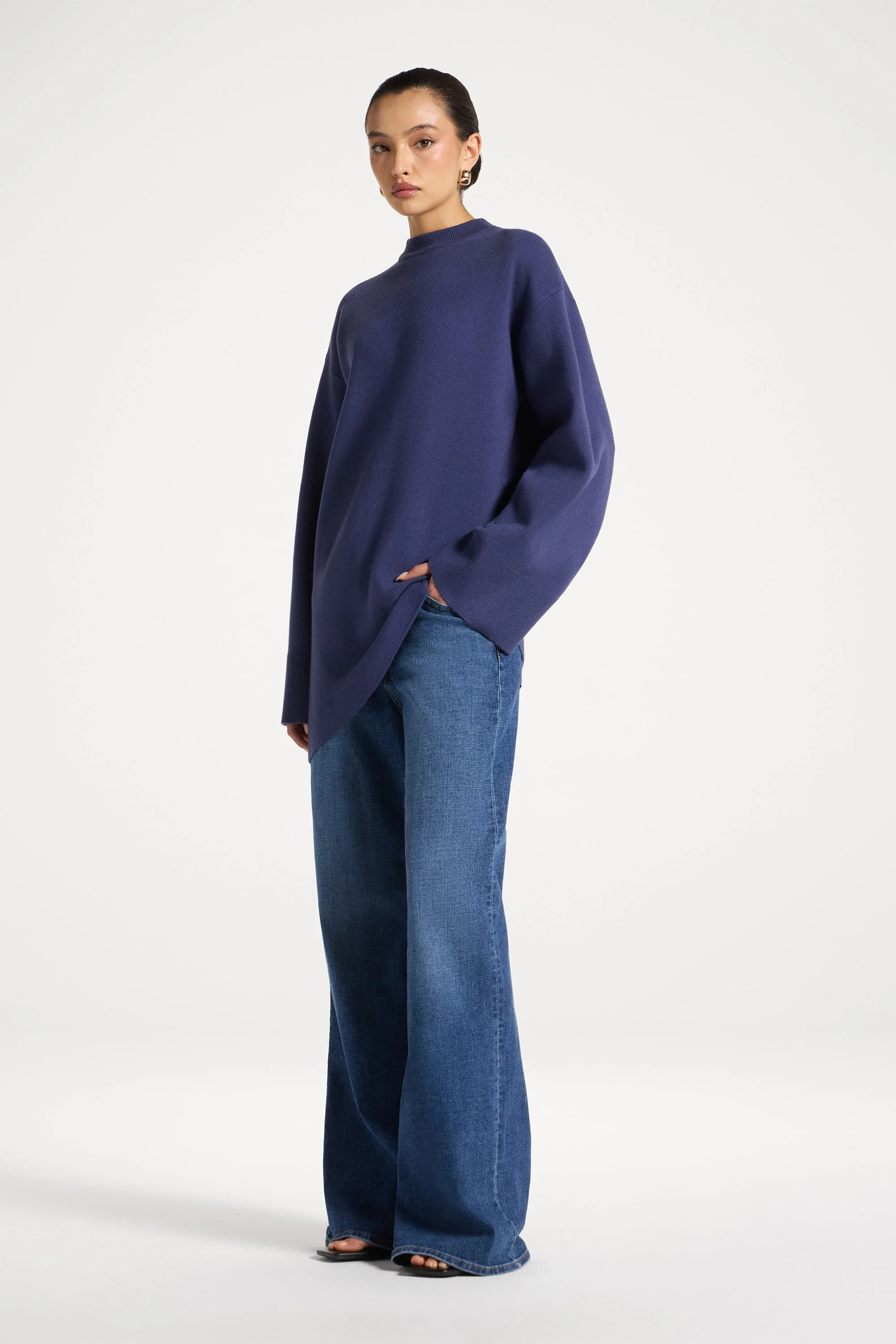 Kehlani Asymmetric Knit Top - Dusk Blue - Image 3