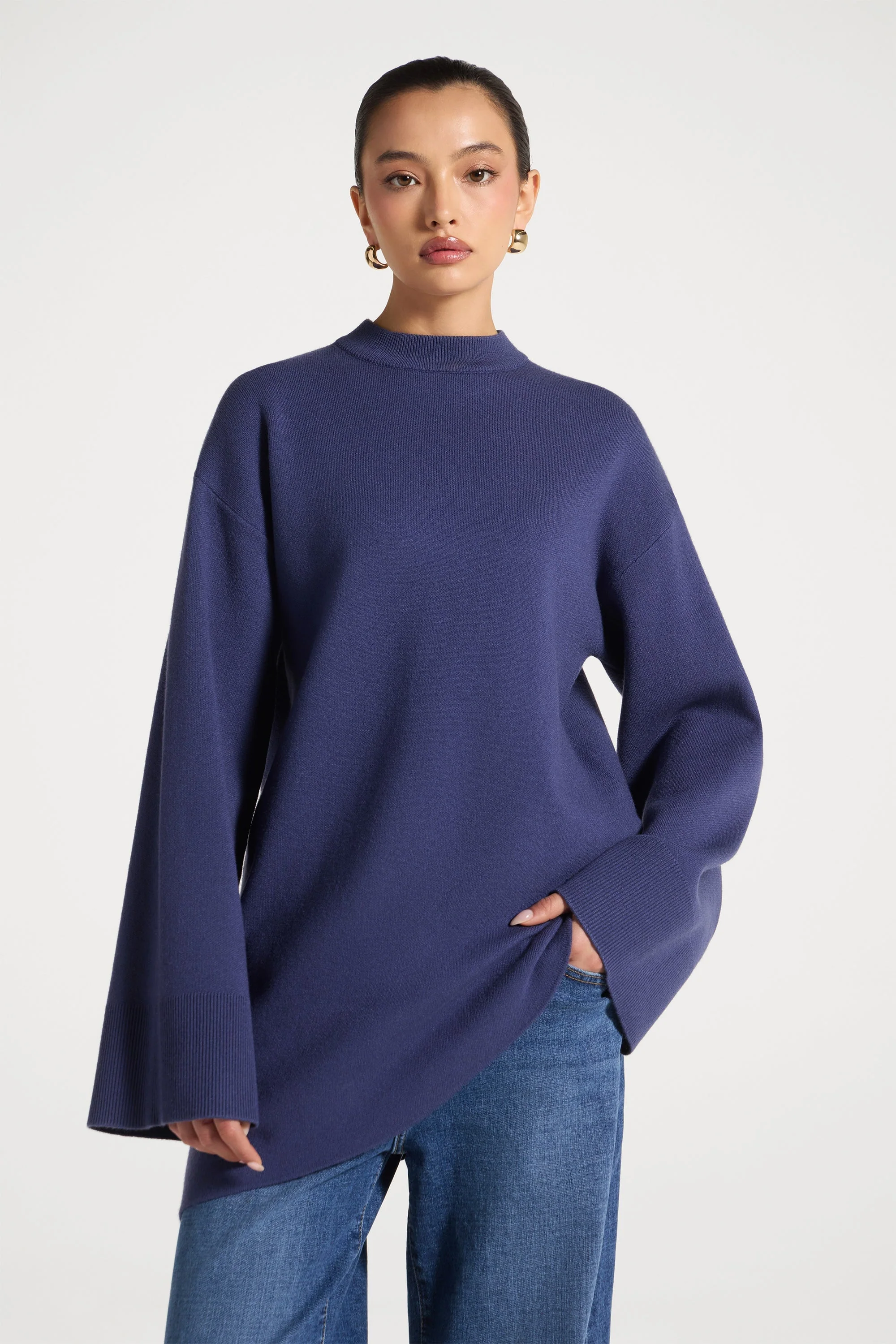 Kehlani Asymmetric Knit Top - Dusk Blue - Image 7