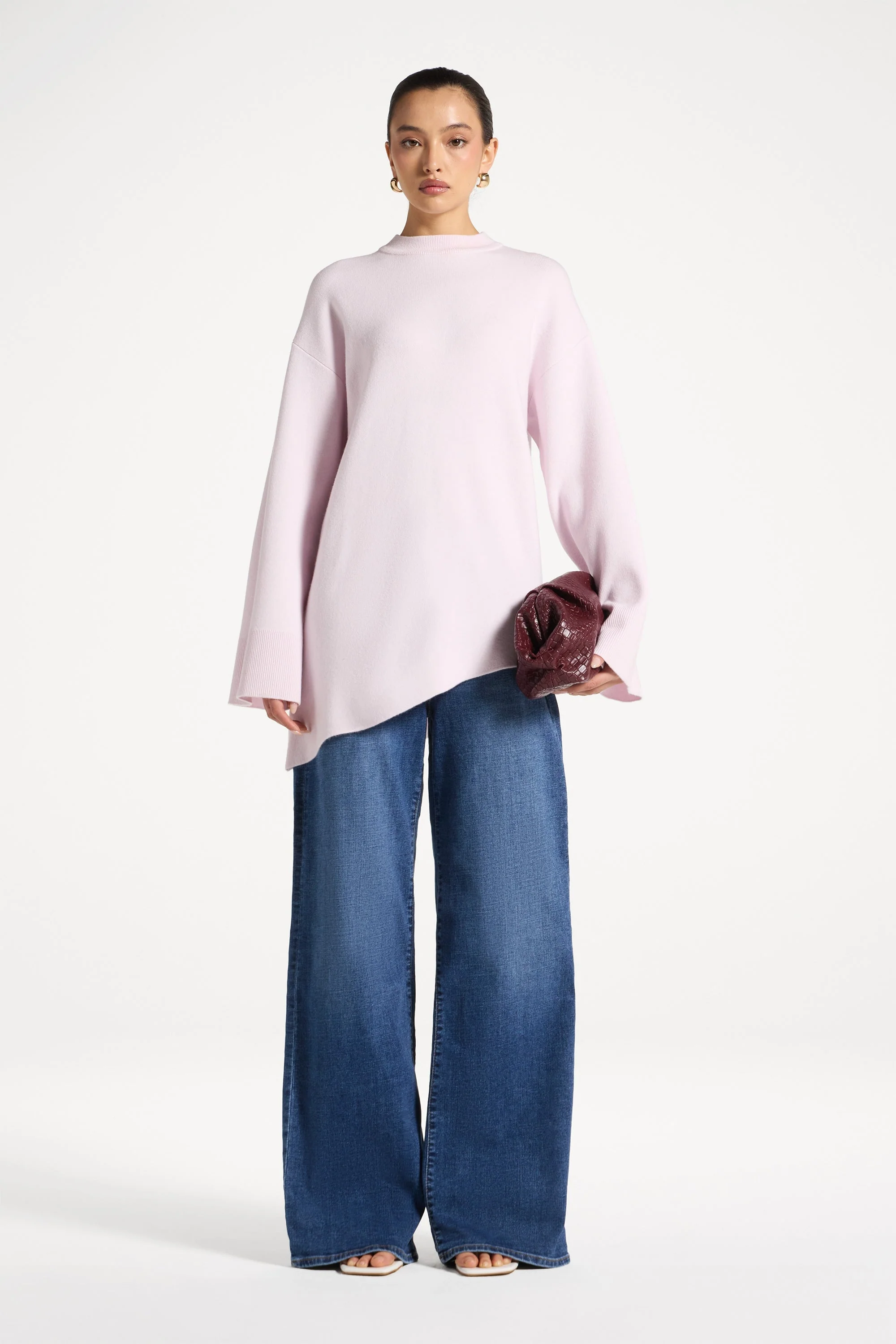 Kehlani Asymmetric Knit Top - Frosted Pink - Image 3