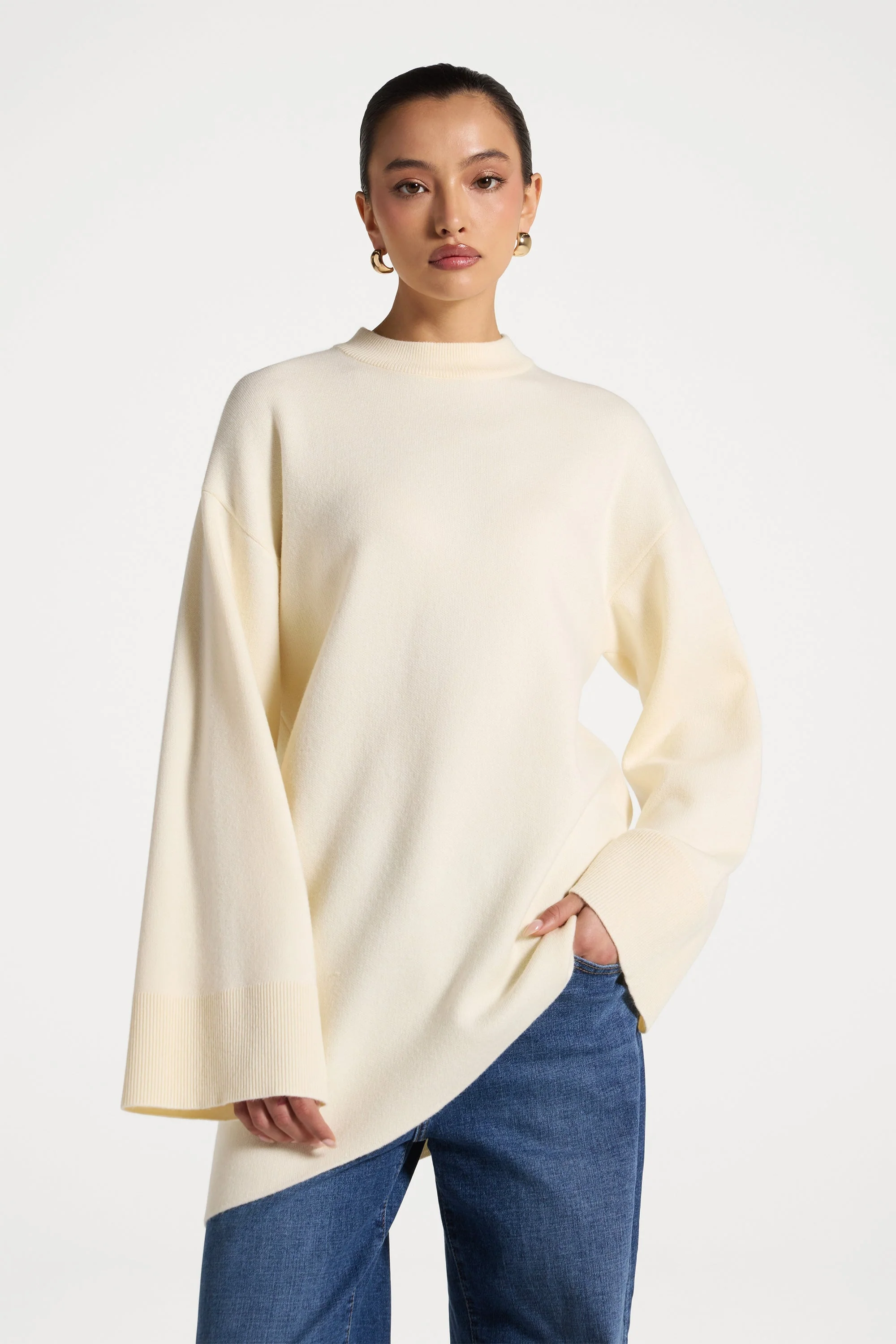 Kehlani Asymmetric Knit Top - Vanilla - Image 8