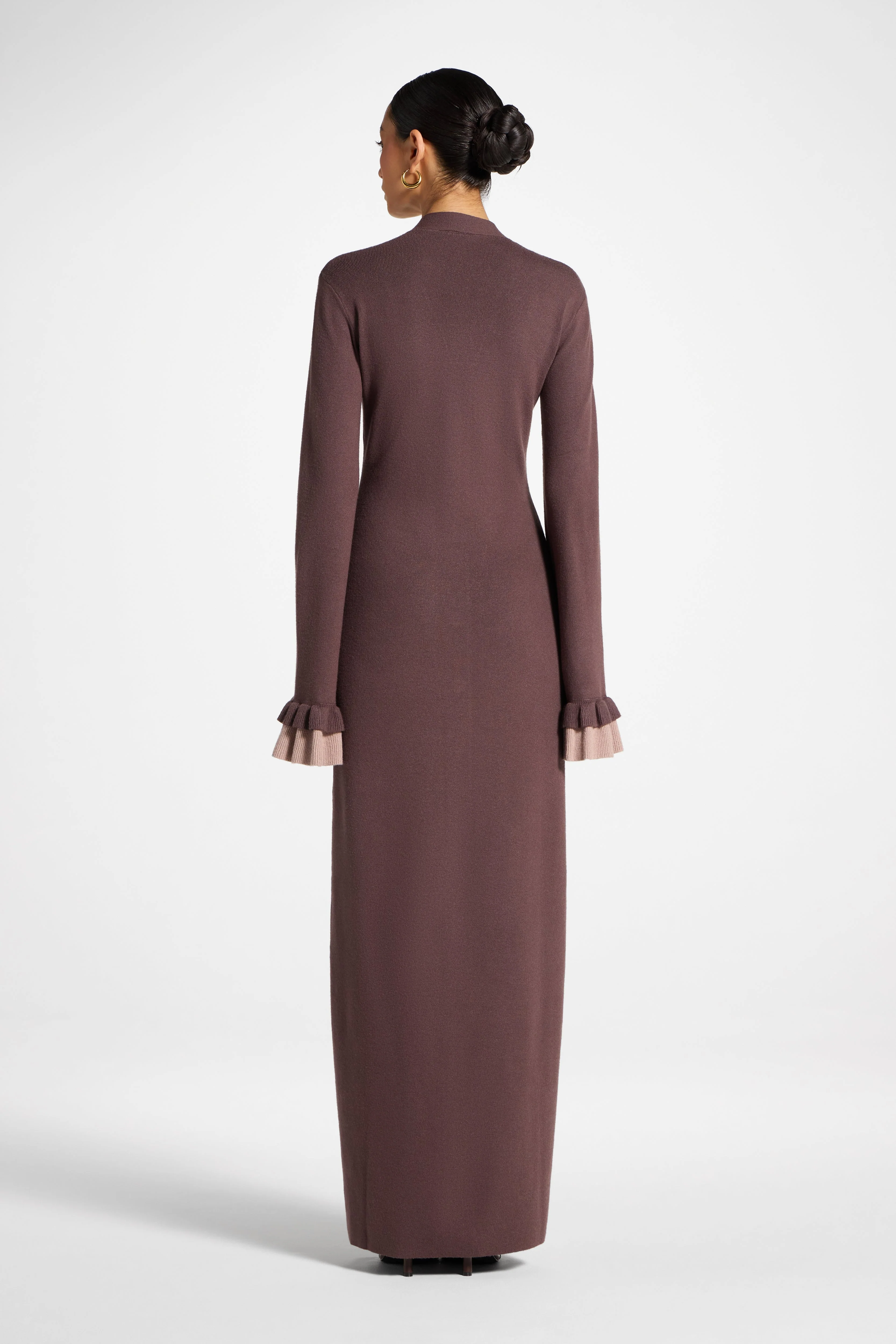 Knit Button Front Maxi Dress - Deep Taupe - Image 6