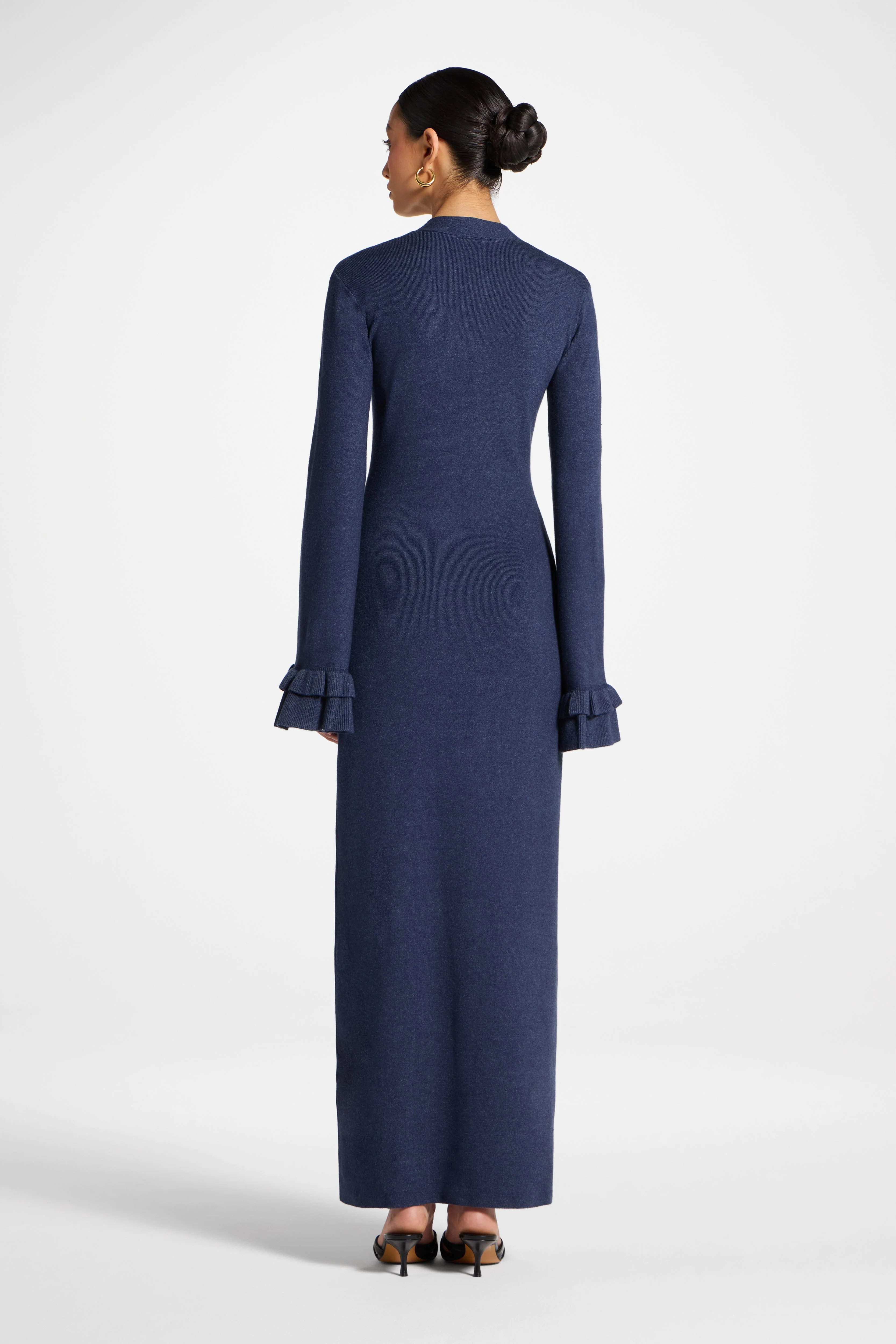 Knit Button Front Maxi Dress - Denim - Image 7