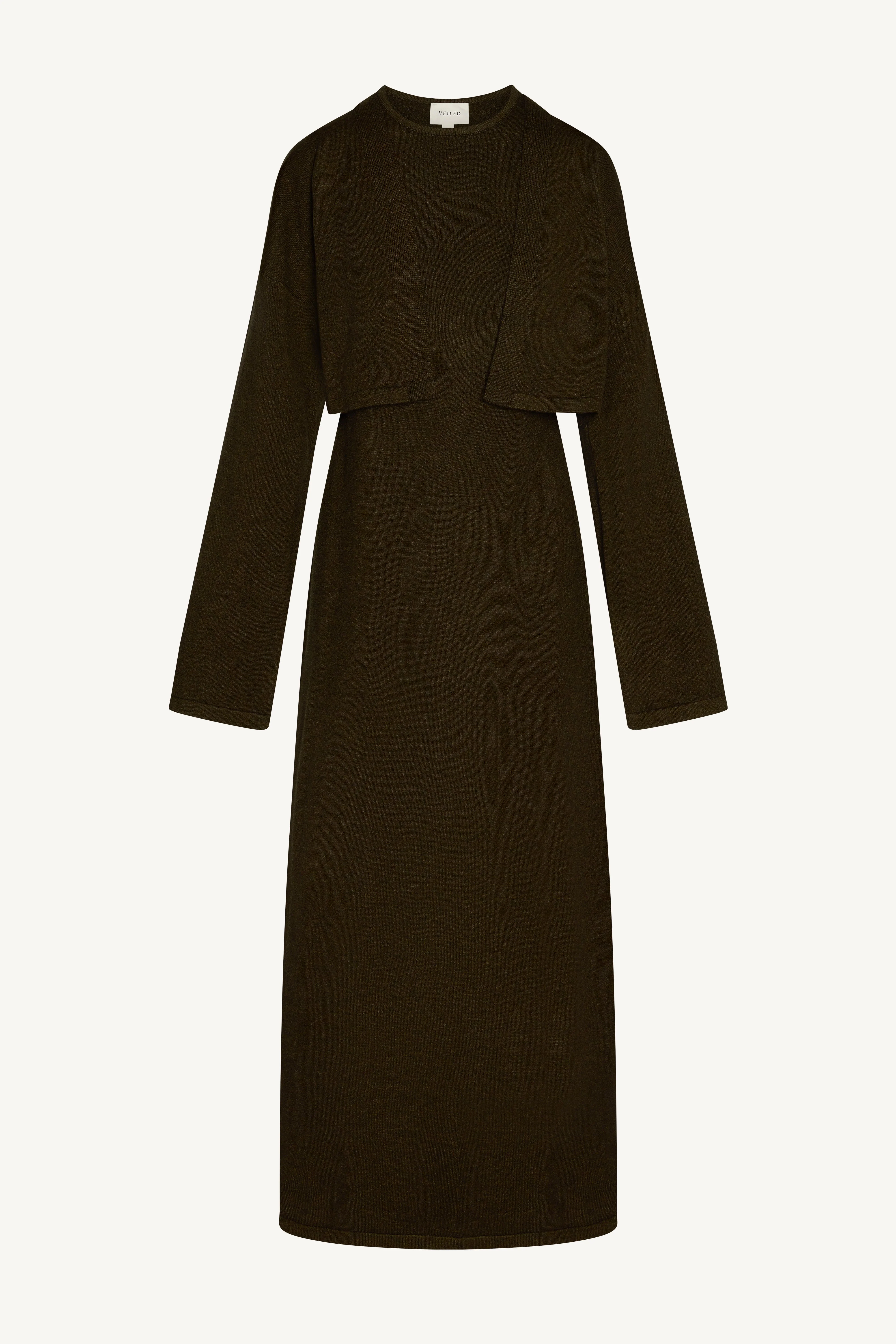 Knit Cardigan & Maxi Dress Set - Black Forest - Image 2