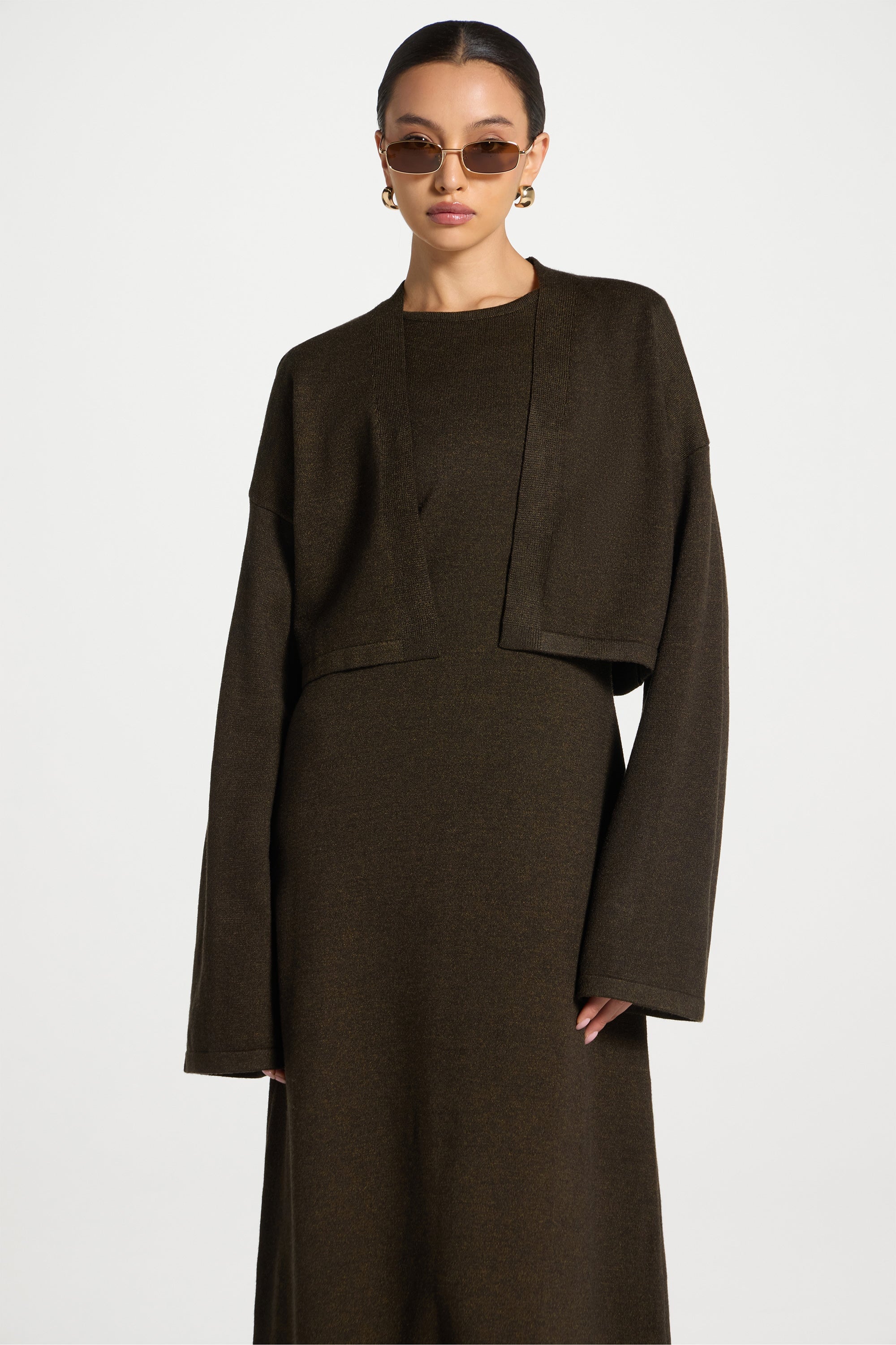 Knit Cardigan & Maxi Dress Set - Black Forest - Image 5