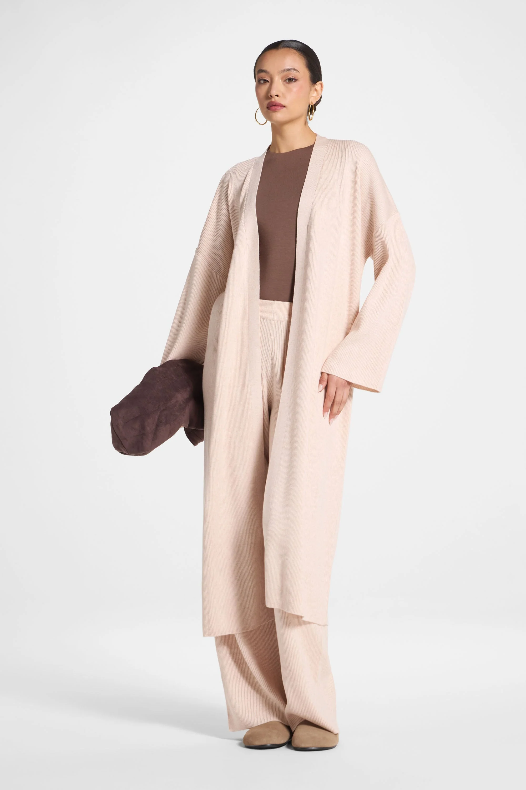 Knit Cardigan & Pants Set - Creme Brulee - Image 2