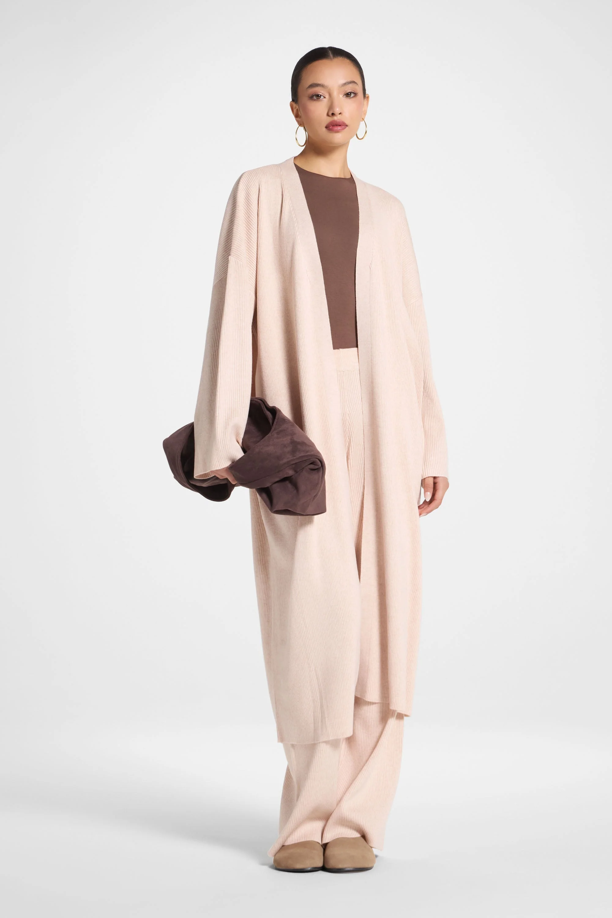 Knit Cardigan & Pants Set - Creme Brulee - Image 3