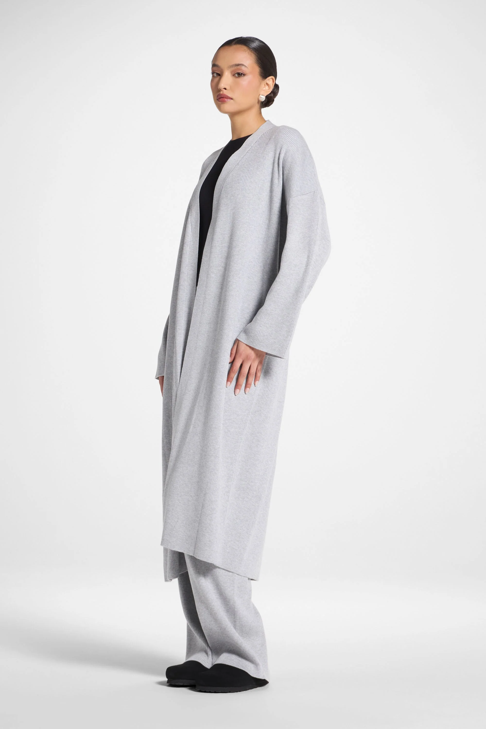 Knit Cardigan & Pants Set - Heather Grey - Image 4