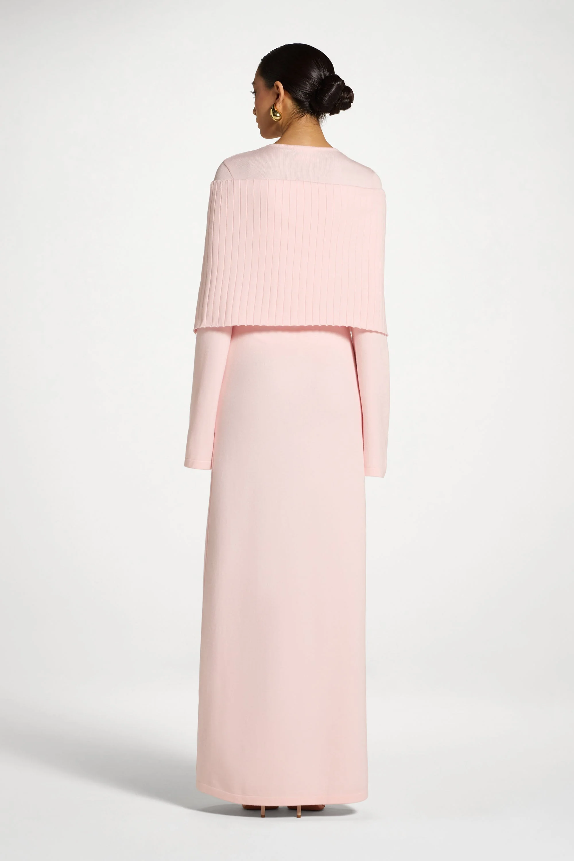 Knit Drape Maxi Dress - Baby Pink - Image 6