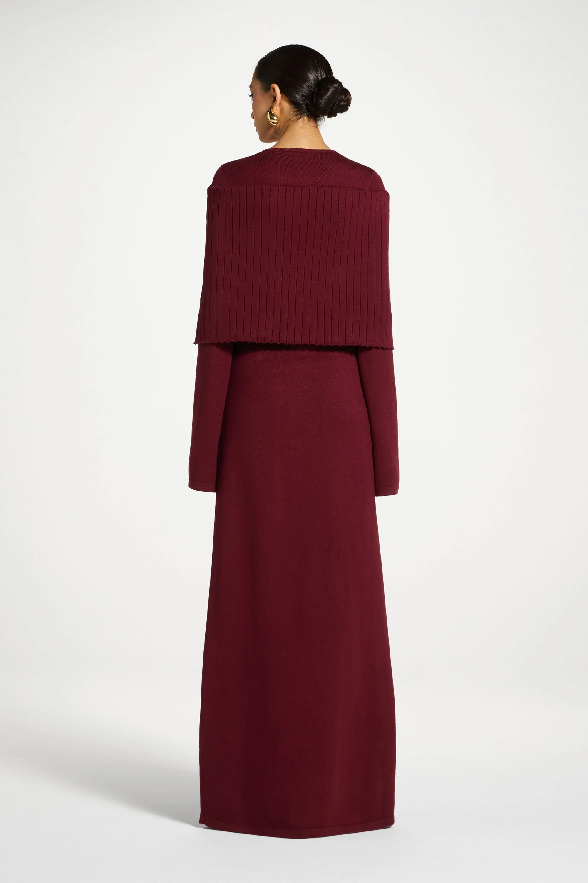 Knit Drape Maxi Dress - Cherry Lacquer - Image 5