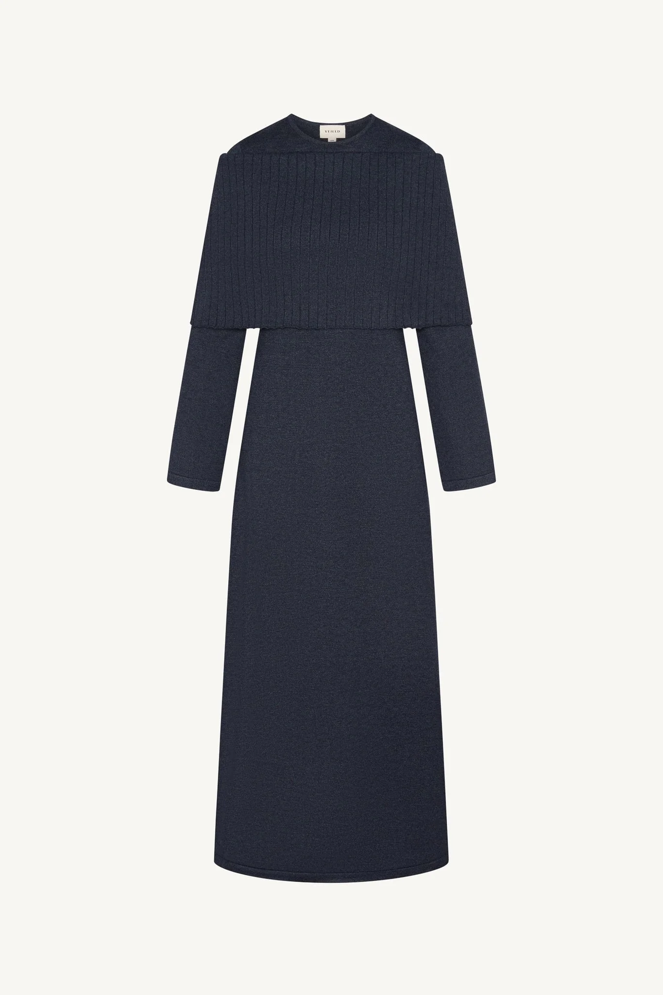 Knit Drape Maxi Dress - Denim Blue - Image 6