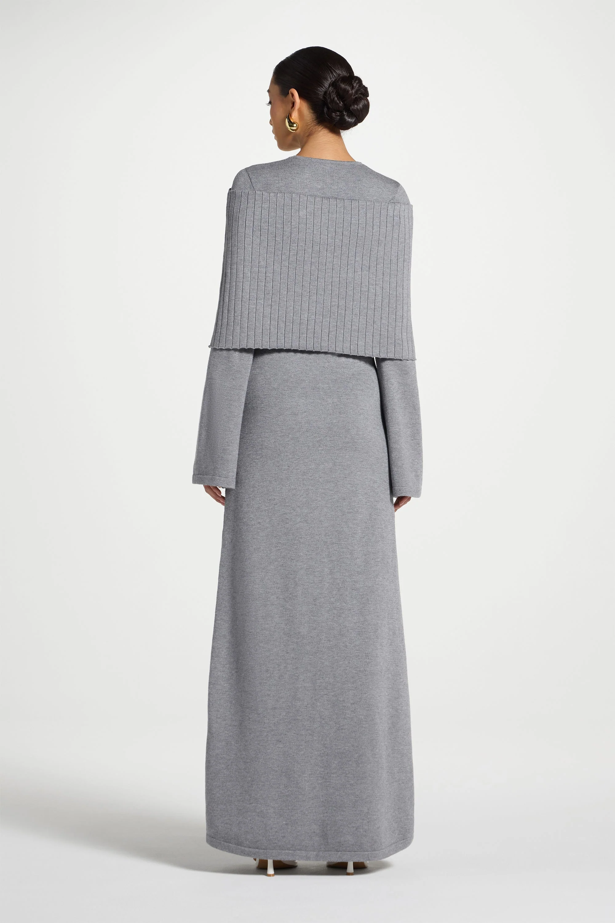 Knit Drape Maxi Dress - Heather Grey - Image 5
