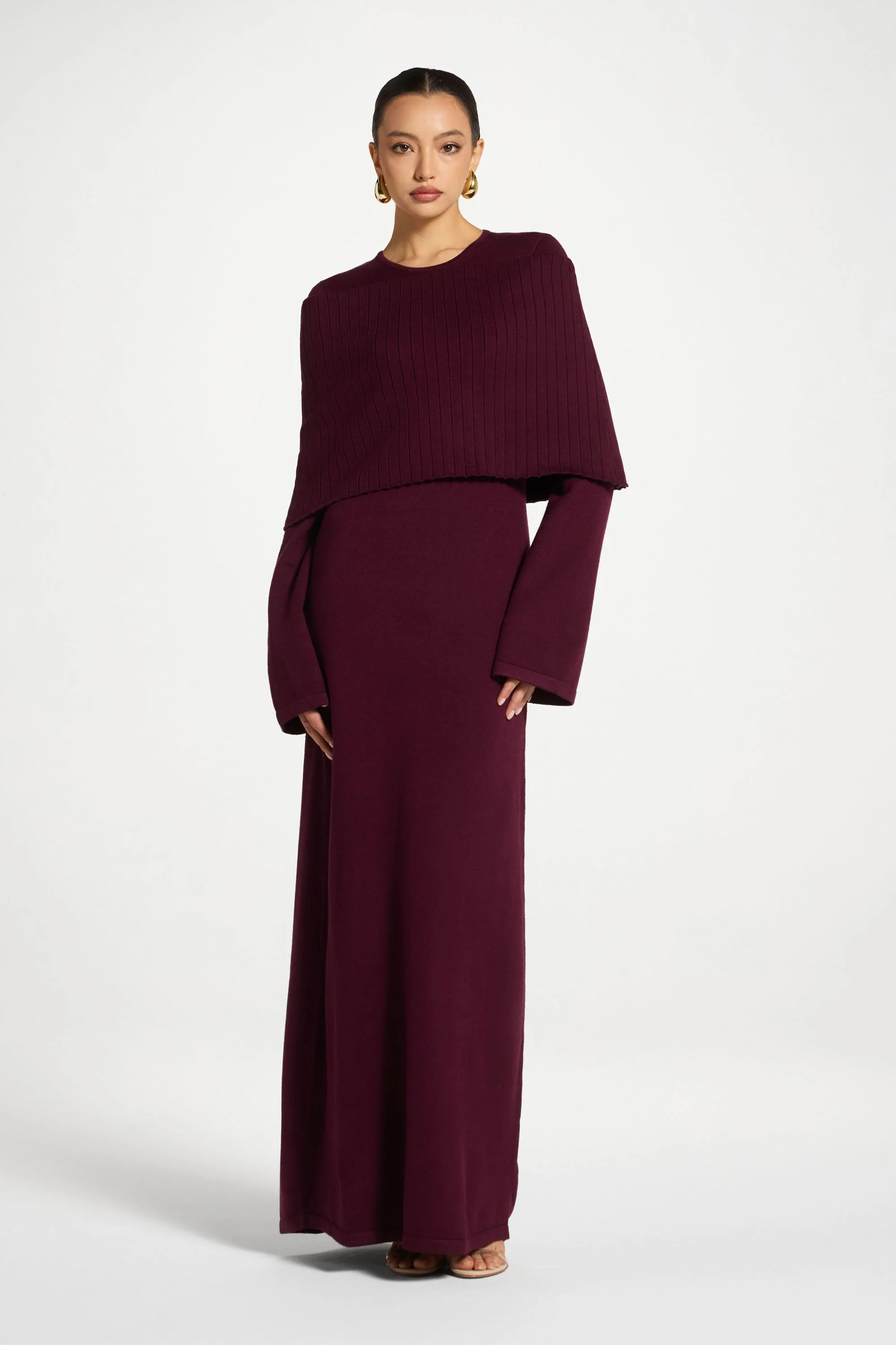 Knit Drape Maxi Dress - Plum