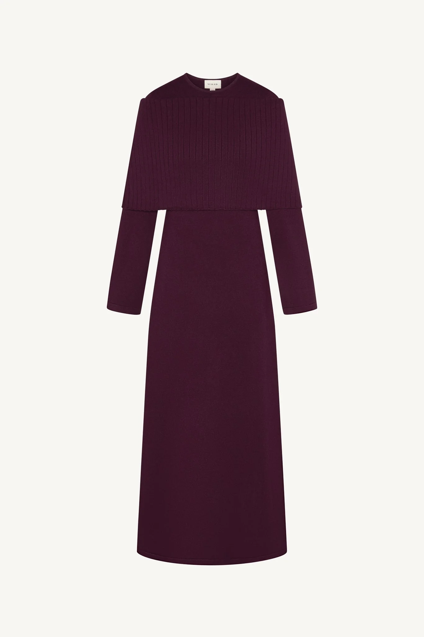 Knit Drape Maxi Dress - Plum - Image 6