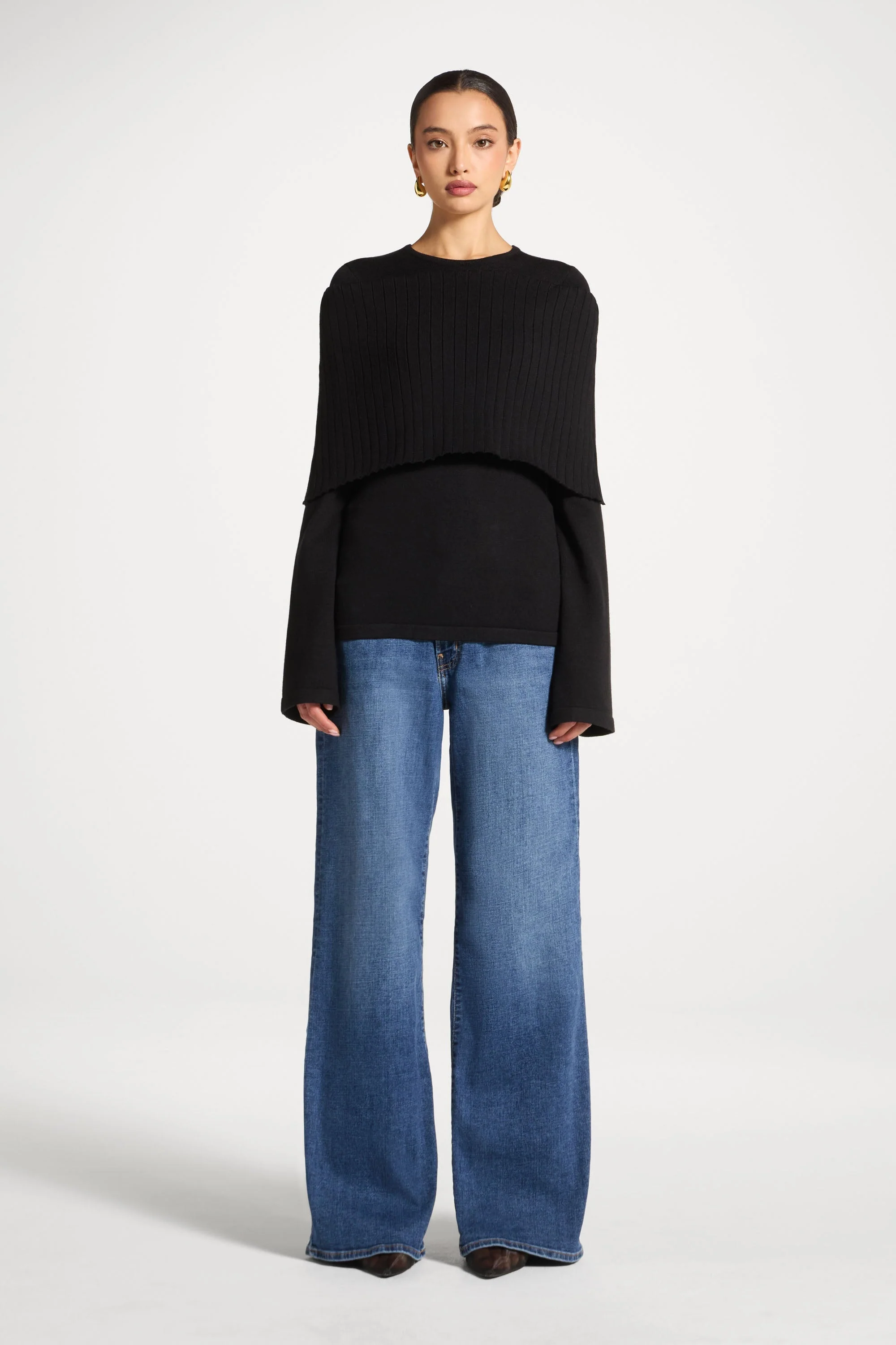 Knit Drape Top - Black - Image 2