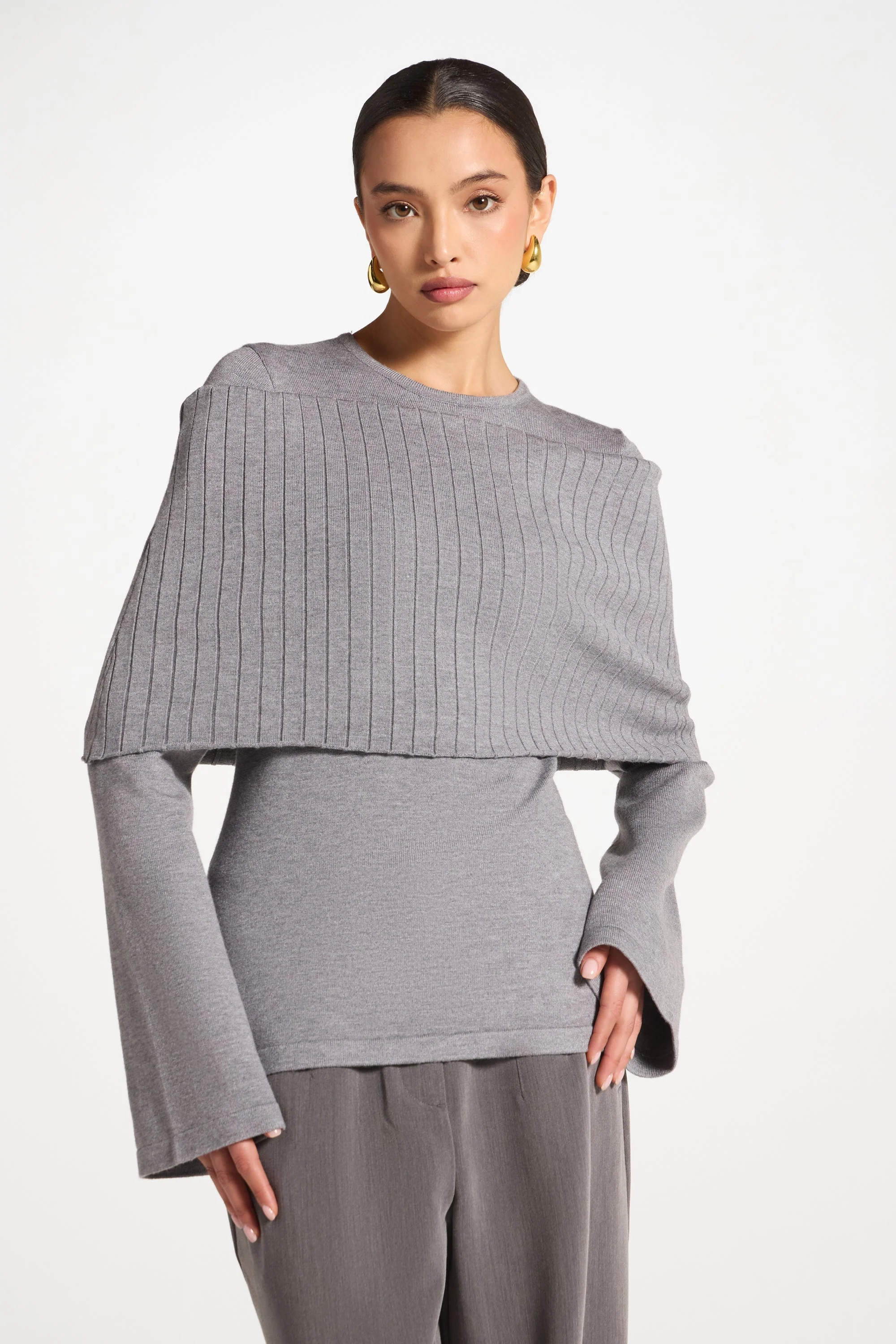 Knit Drape Top - Heather Grey