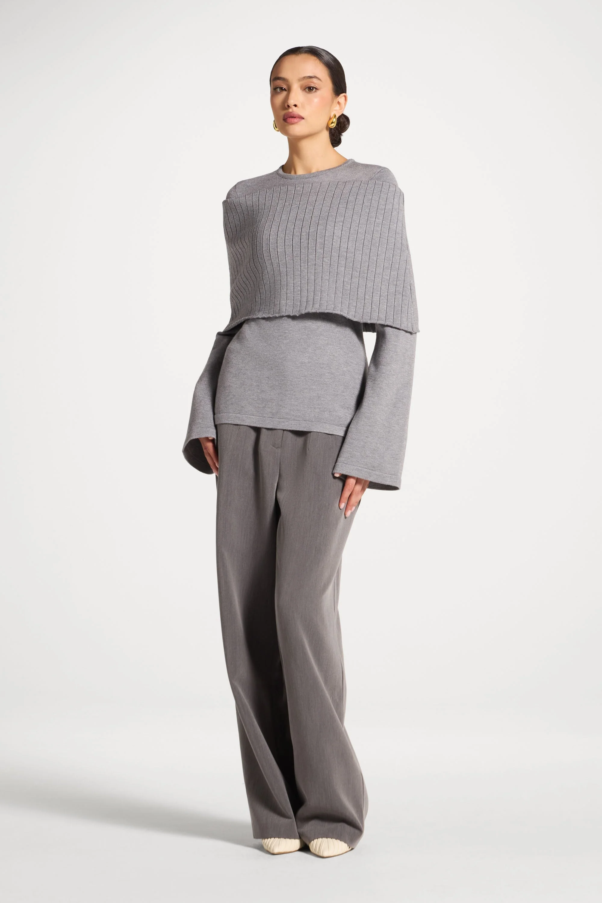 Knit Drape Top - Heather Grey - Image 2
