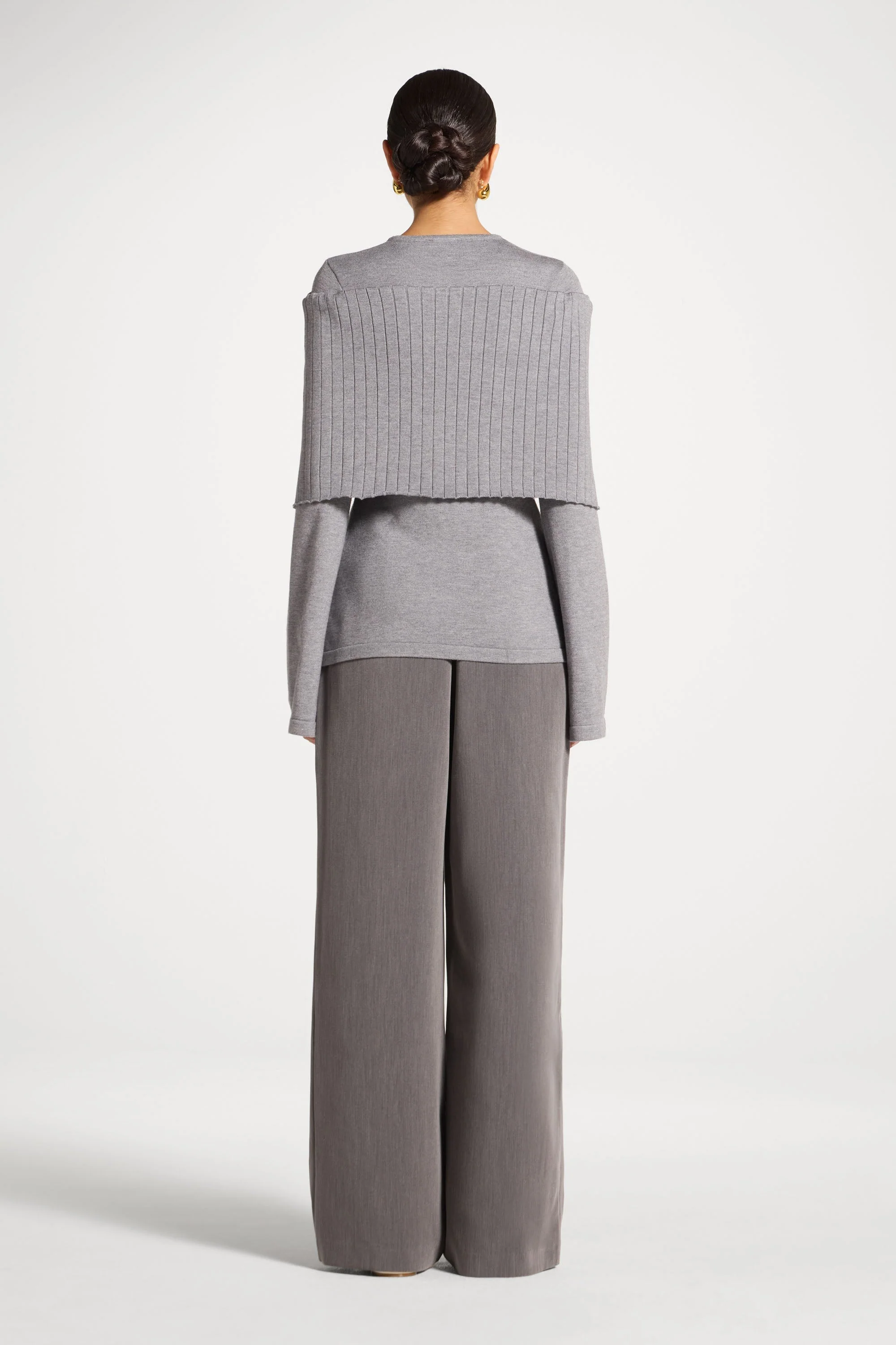 Knit Drape Top - Heather Grey - Image 7