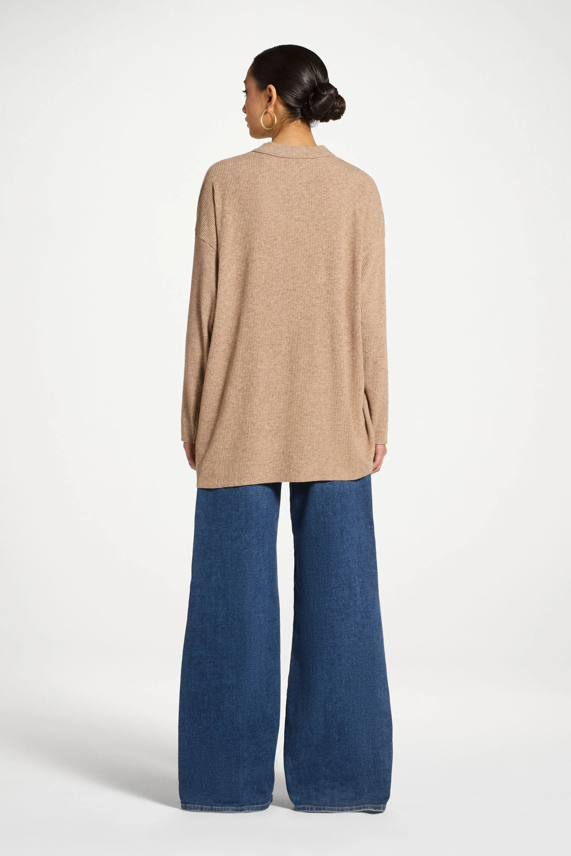 Rouched Knit Tunic - Brown - Image 5