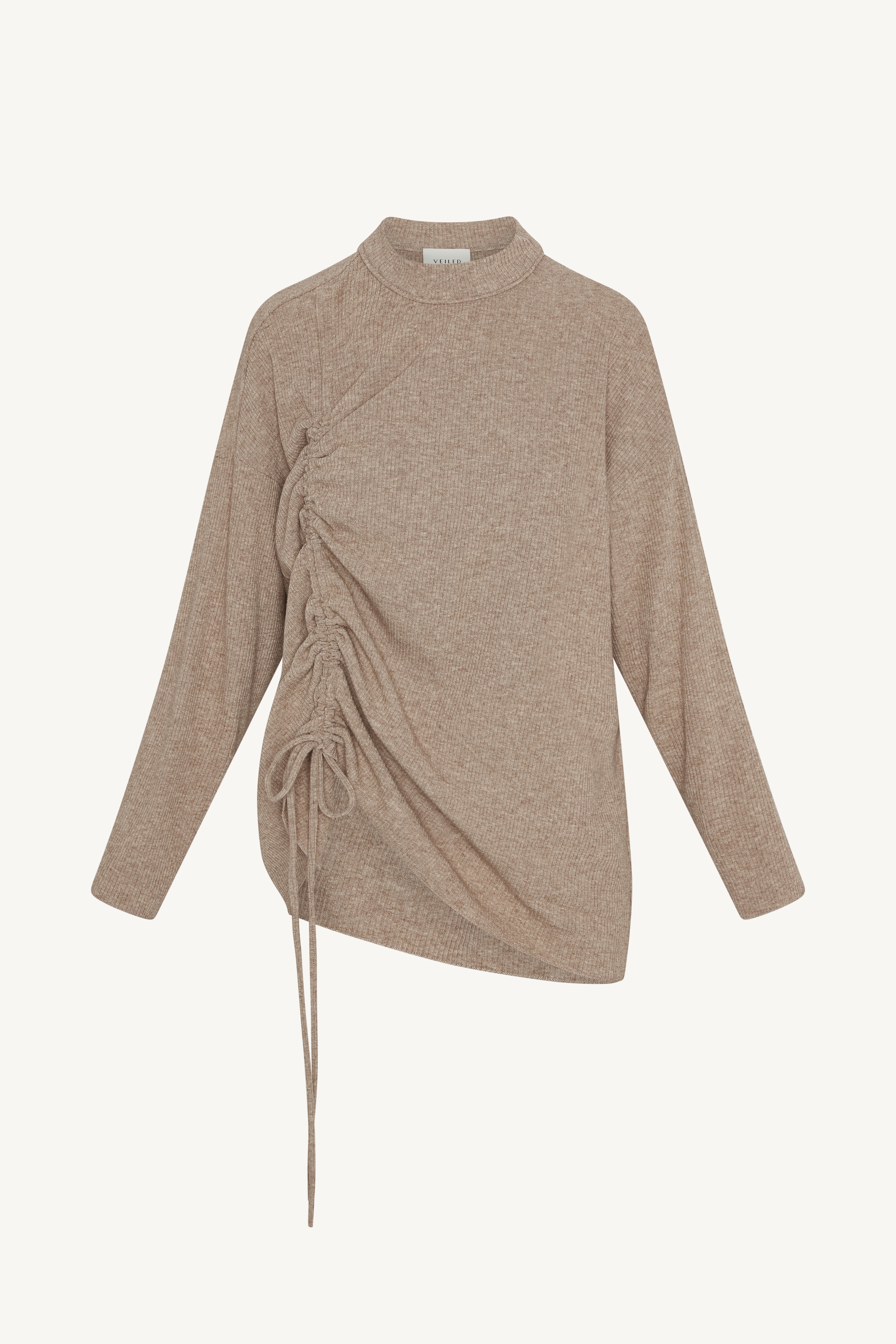 Rouched Knit Tunic - Brown - Image 6