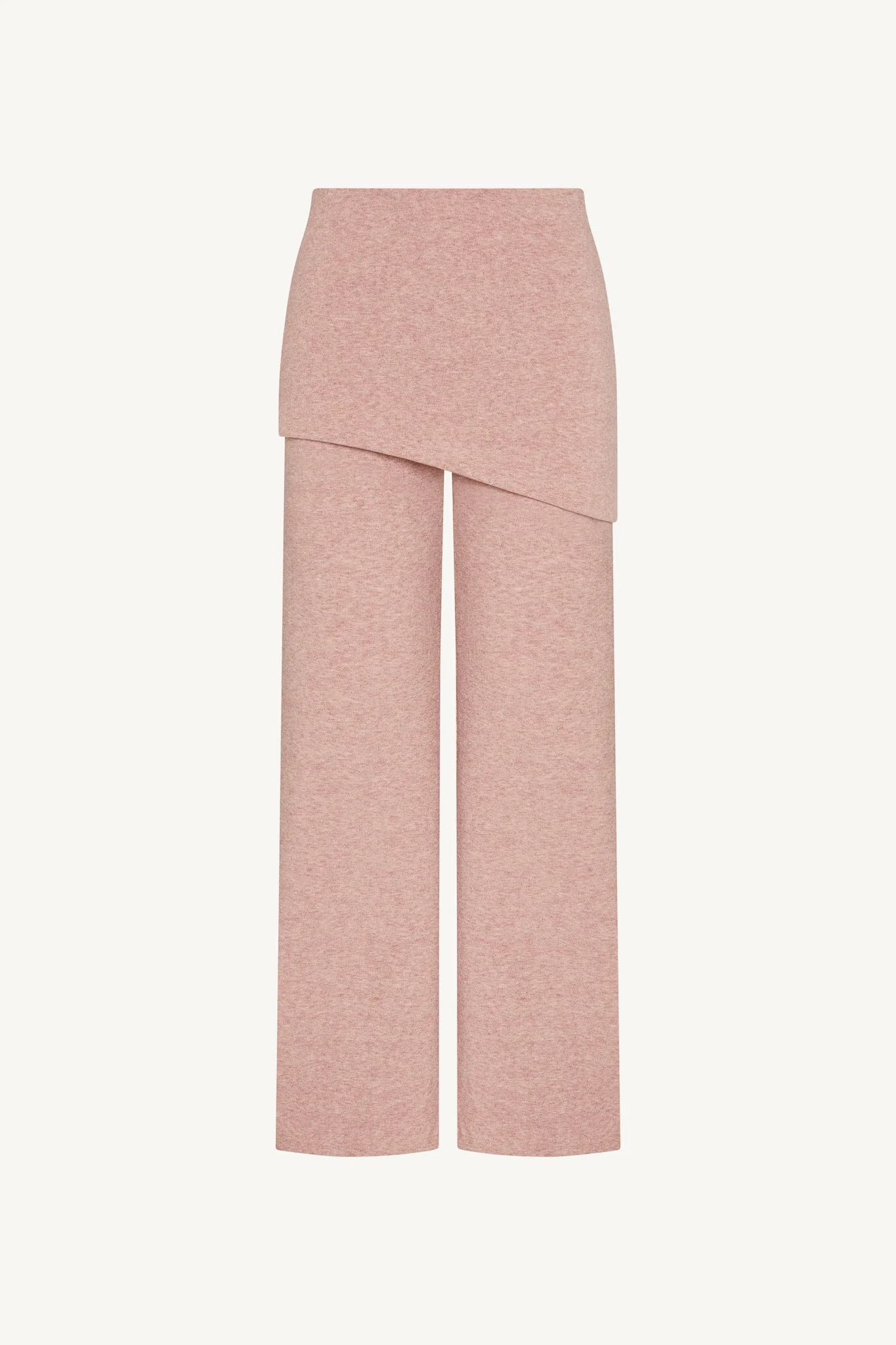 Ribbed Knit Foldover Wide Leg Pants - Rose - Image 7