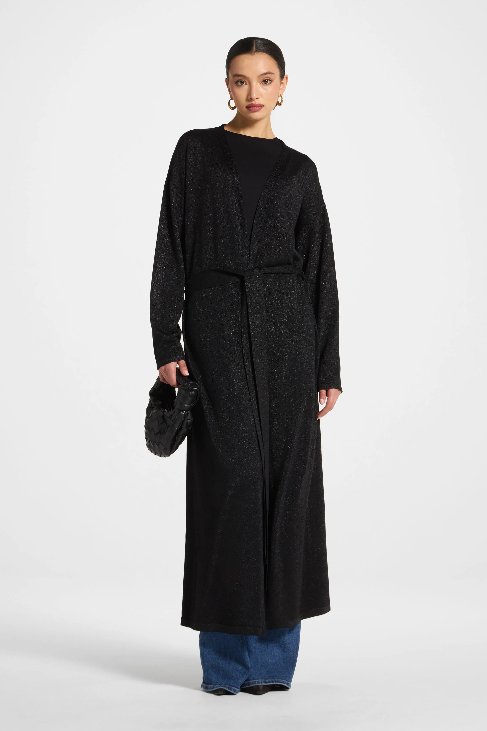 Knit Maxi Cardigan - Black Sparkle - Image 2