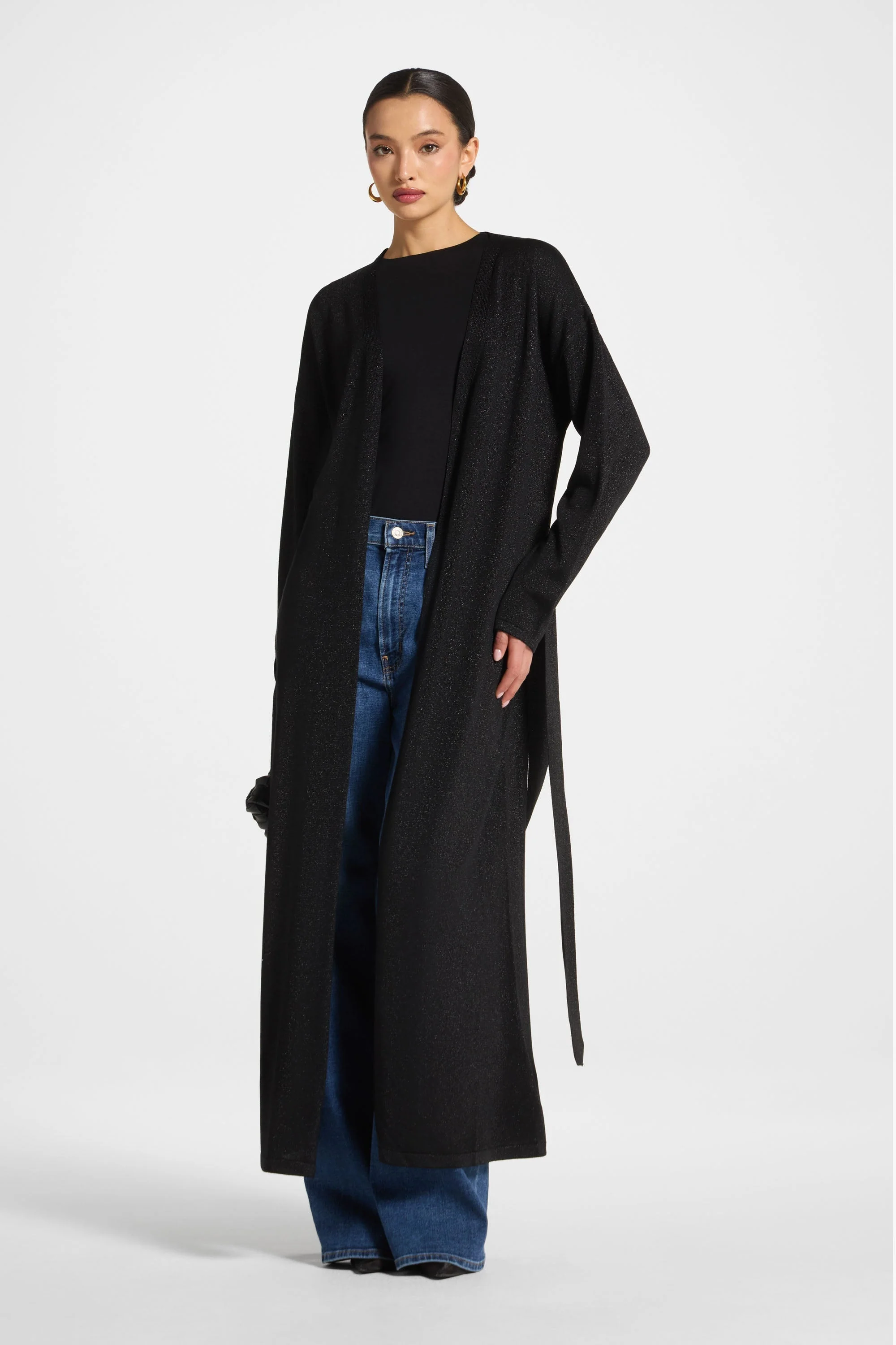 Knit Maxi Cardigan - Black Sparkle - Image 4