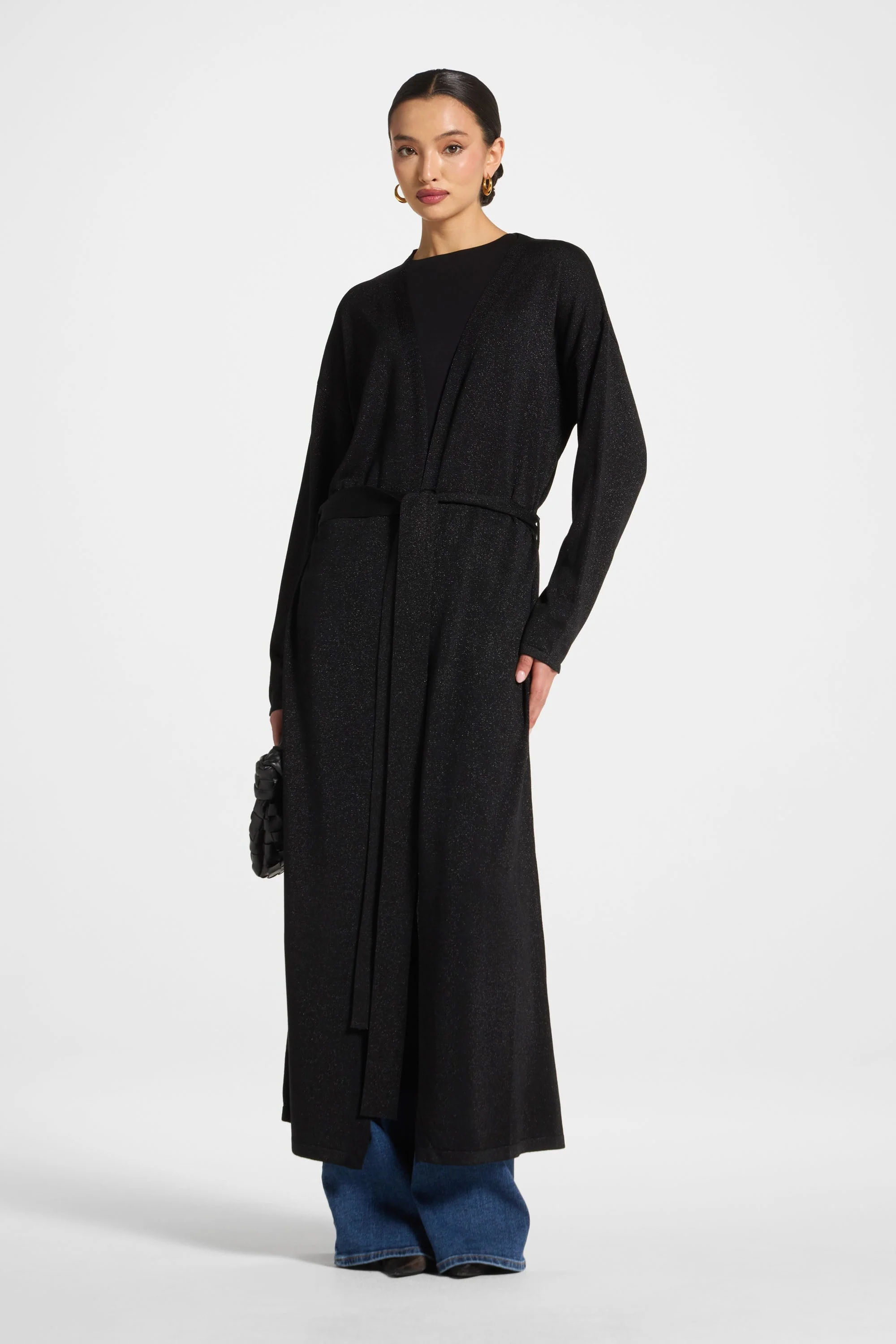 Knit Maxi Cardigan - Black Sparkle - Image 5