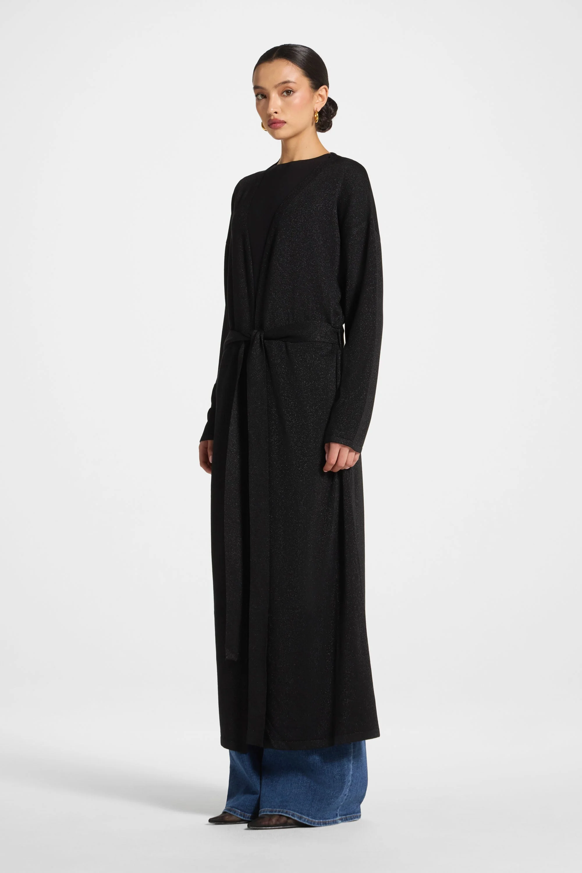 Knit Maxi Cardigan - Black Sparkle - Image 6