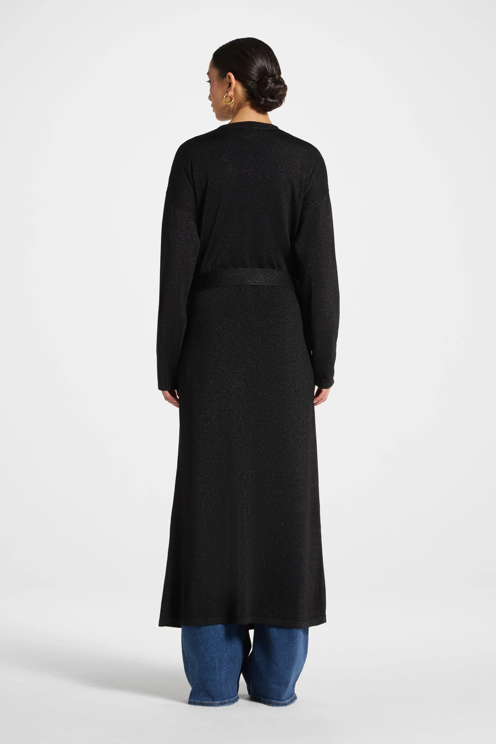 Knit Maxi Cardigan - Black Sparkle - Image 7