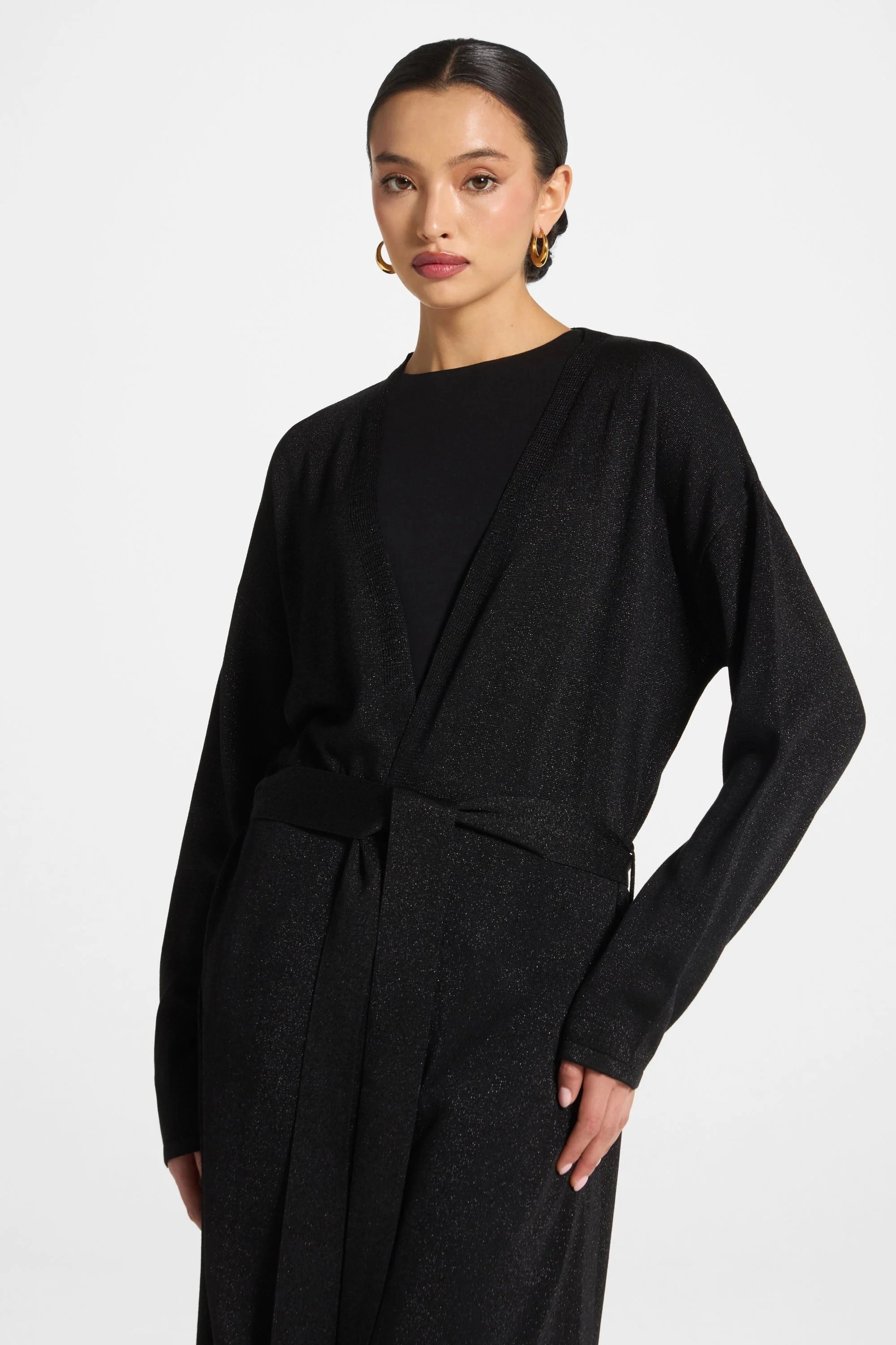 Knit Maxi Cardigan - Black Sparkle - Image 8