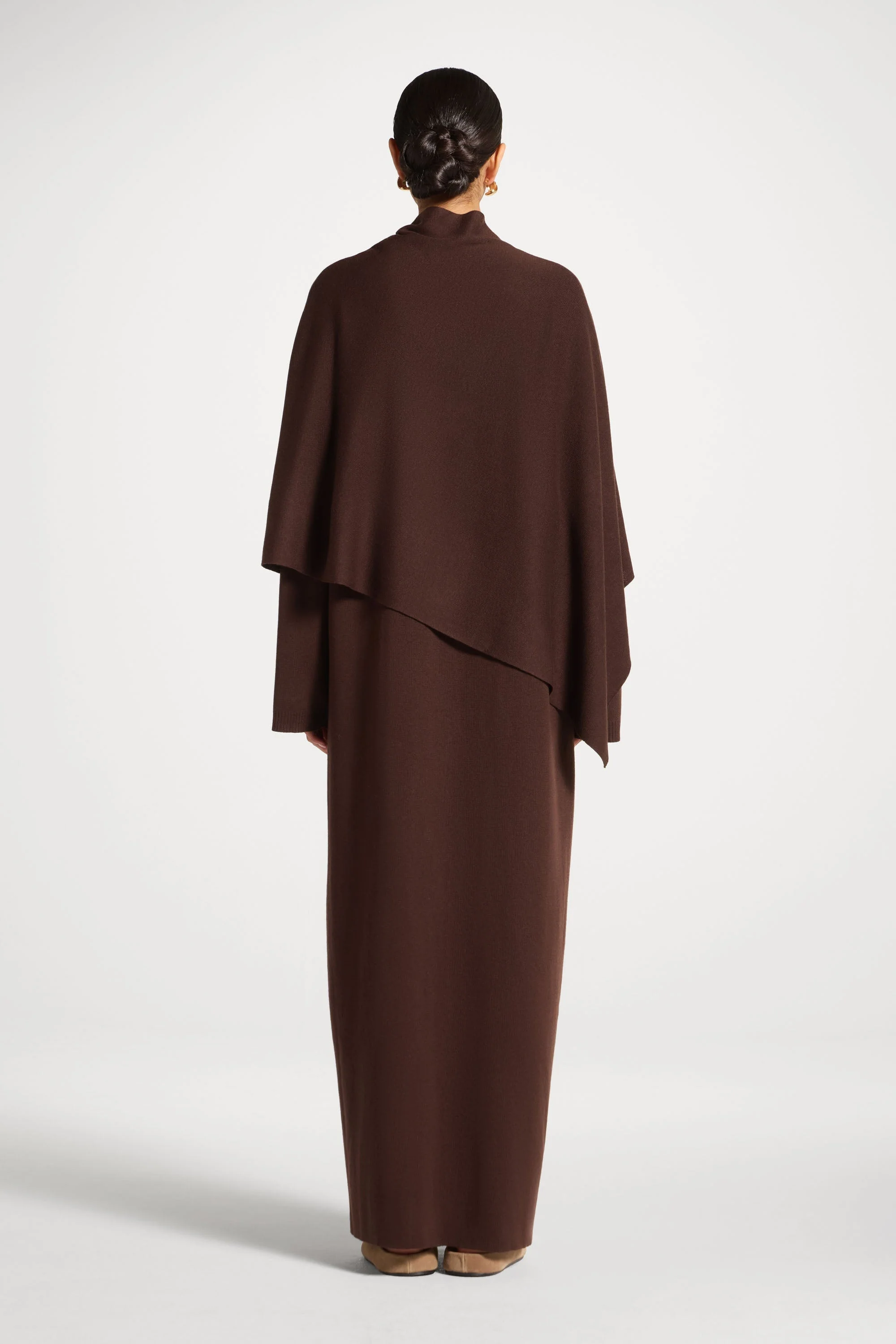 Knit Maxi Dress & Scarf Set - Espresso - Image 7