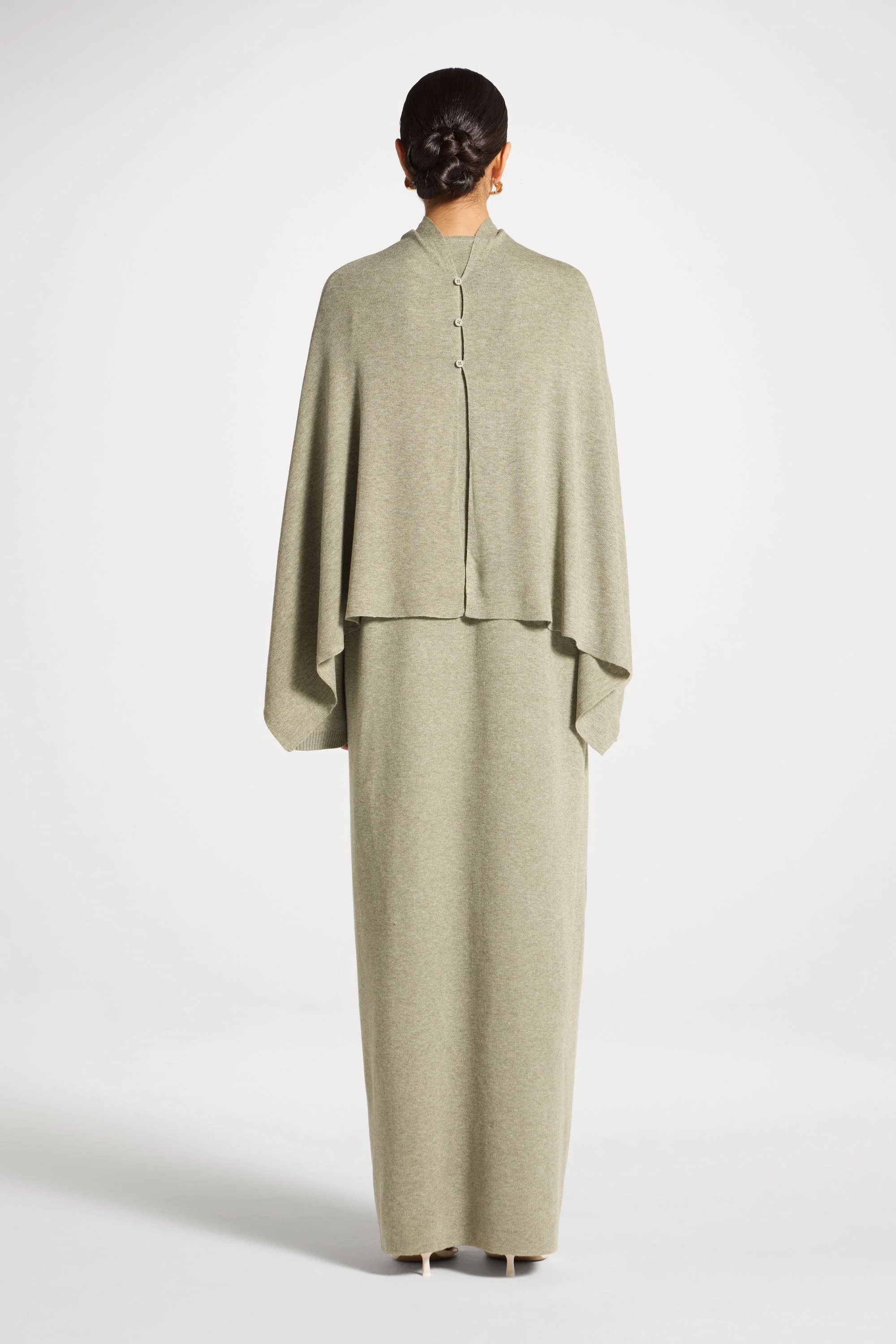Knit Maxi Dress & Scarf Set - Sage - Image 9