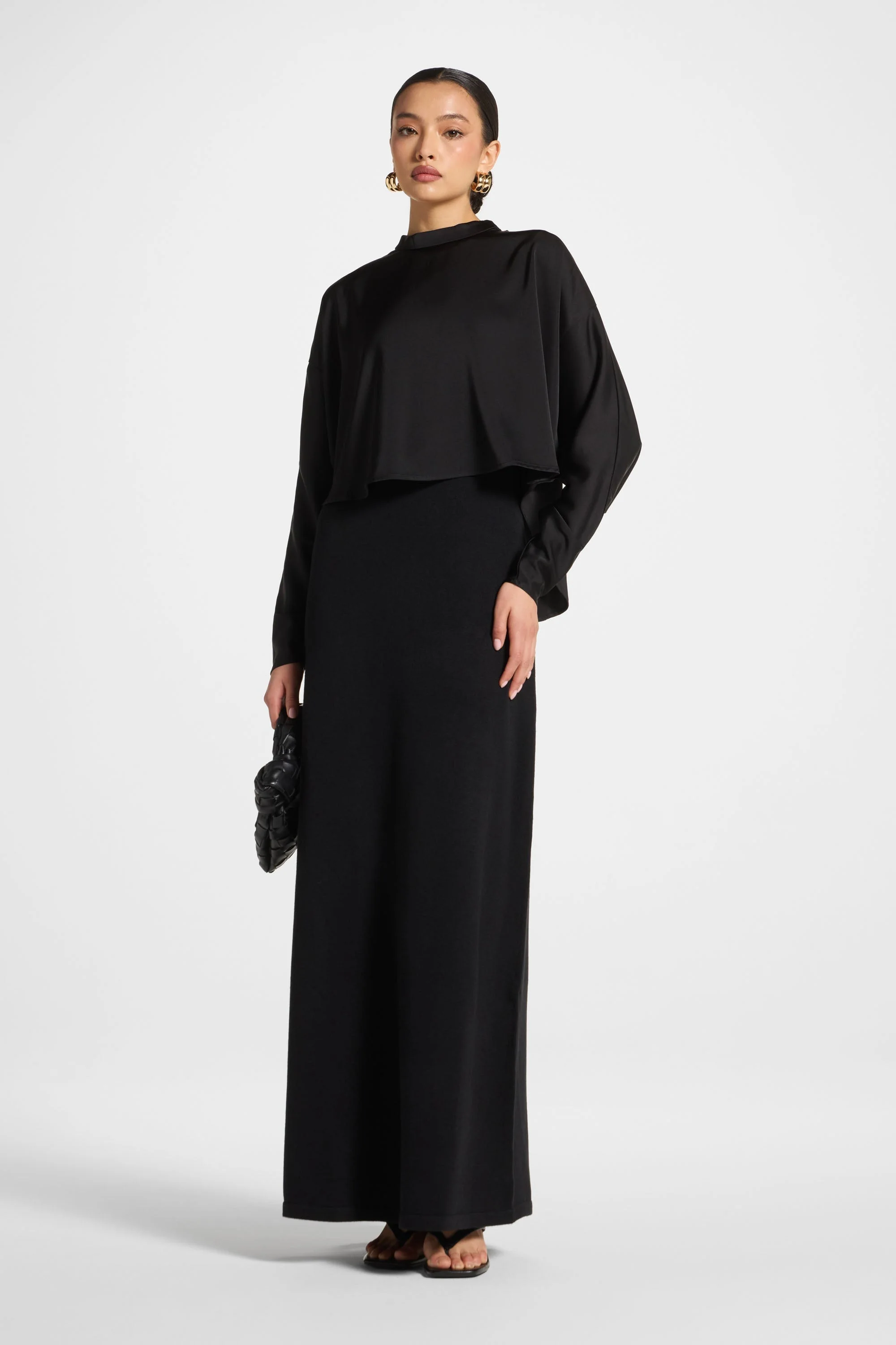 Knit Maxi Dress & Top Set - Black - Image 3