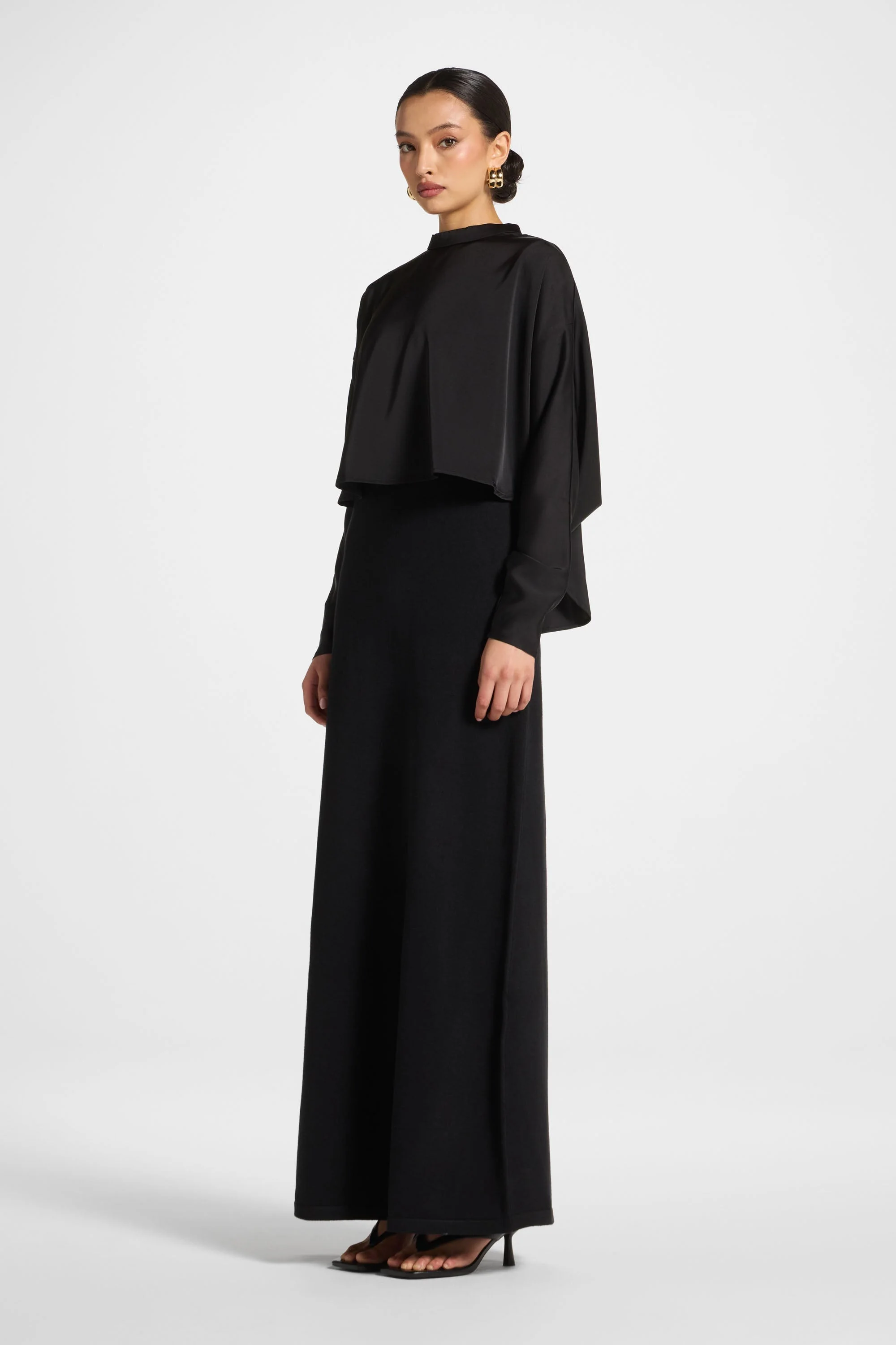 Knit Maxi Dress & Top Set - Black - Image 4