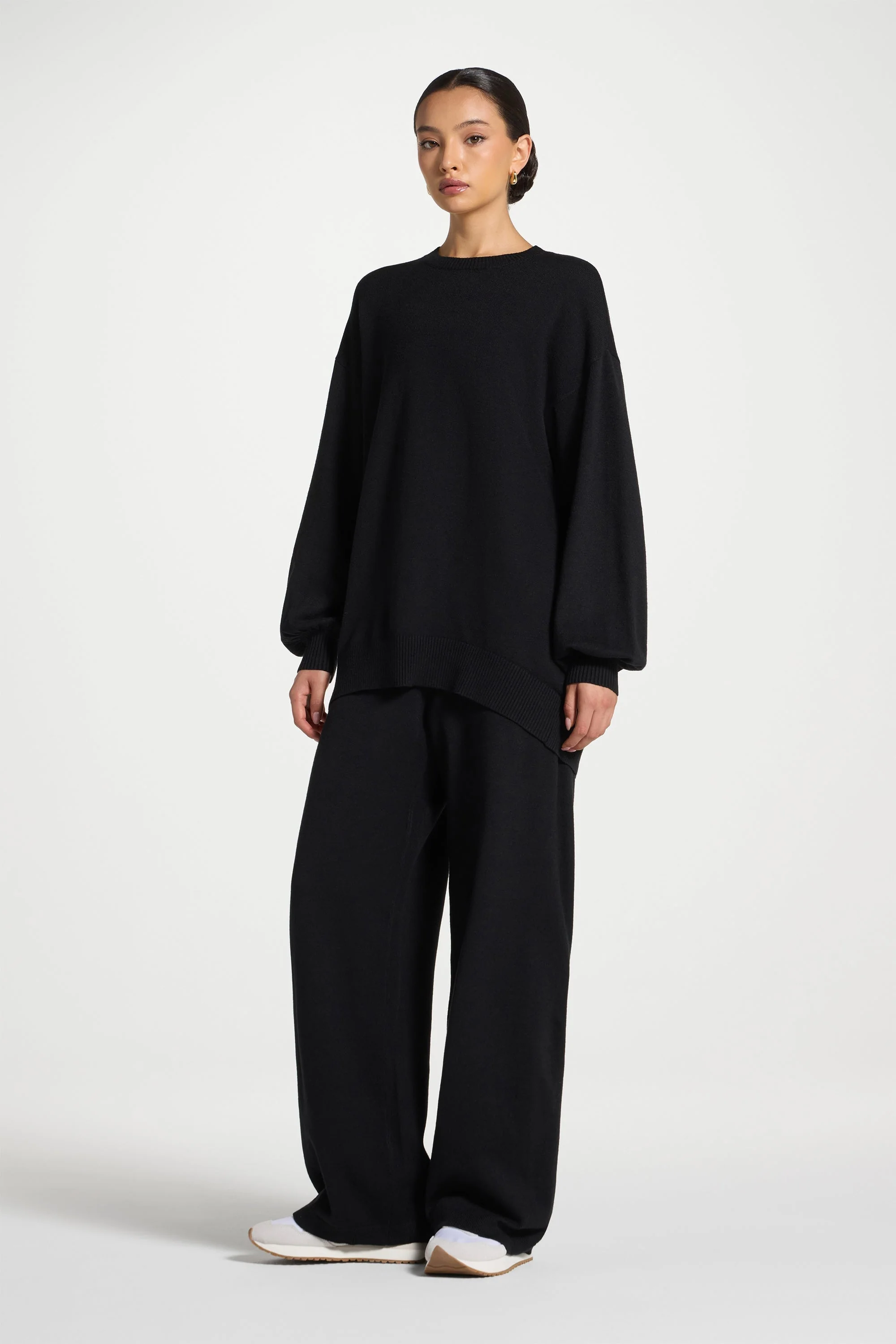 Knit Top & Pants Set - Black - Image 3