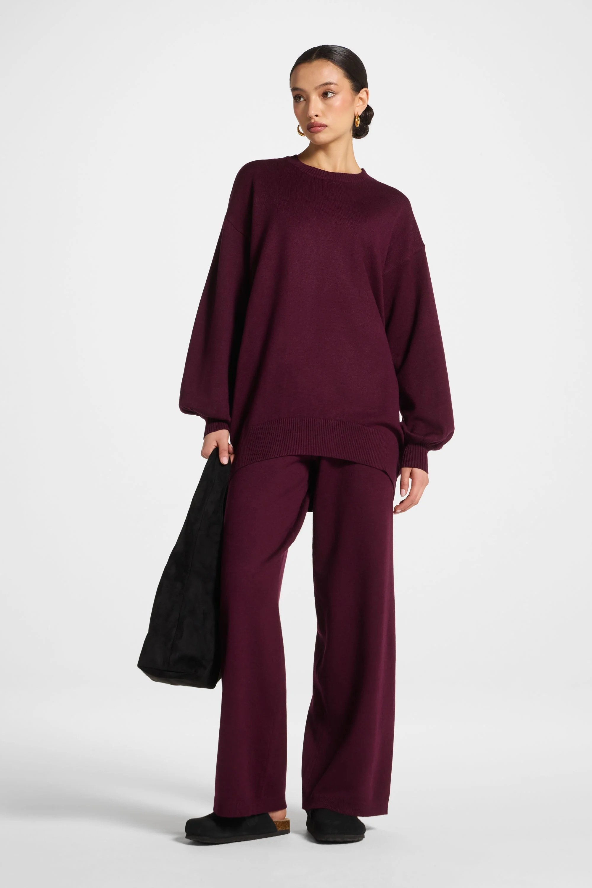 Knit Top & Pants Set - Spiced Plum