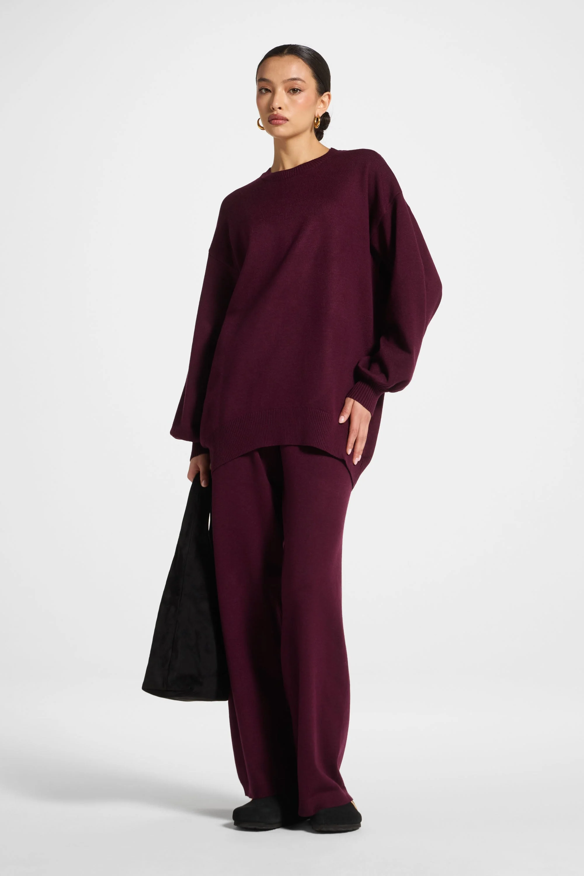 Knit Top & Pants Set - Spiced Plum - Image 3