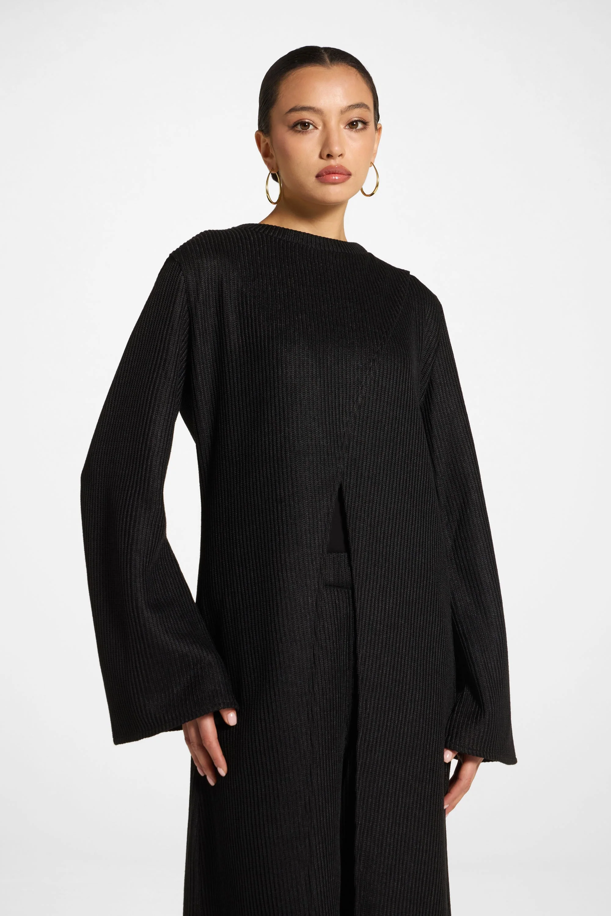 Knit Tunic & Pants Set - Black - Image 3