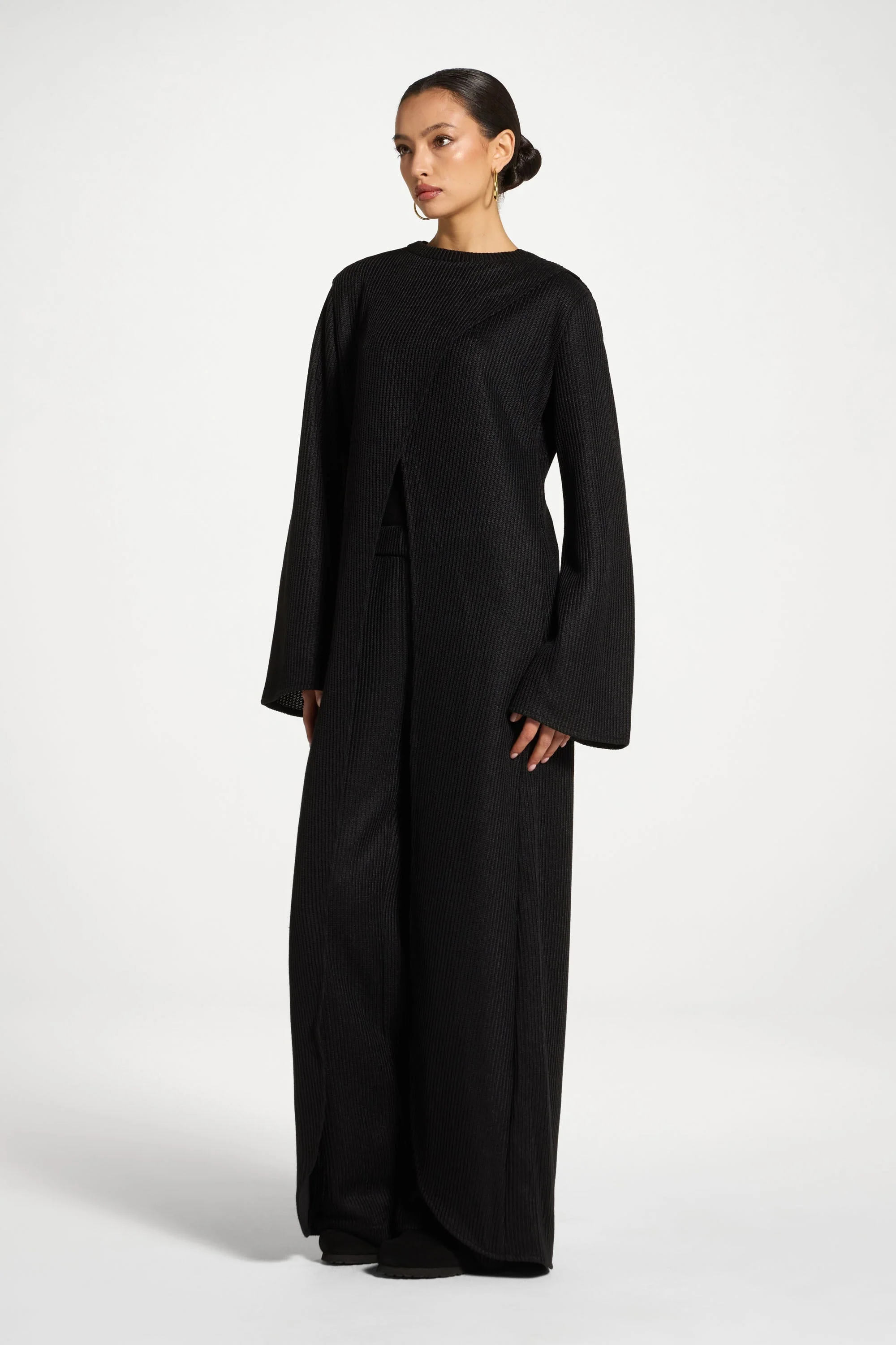 Knit Tunic & Pants Set - Black - Image 6