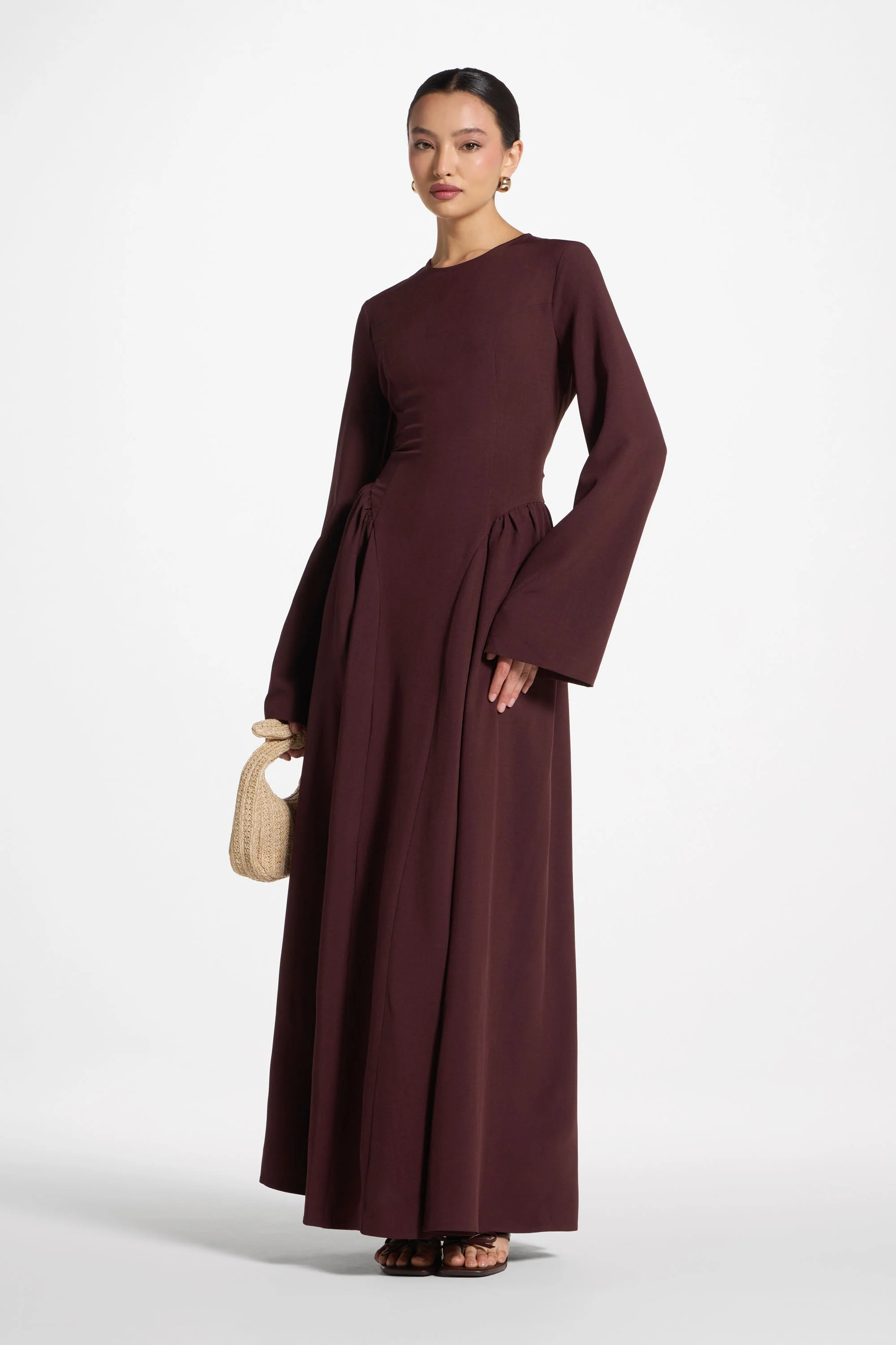 Lace Up Back Maxi Dress - Chocolate Truffle