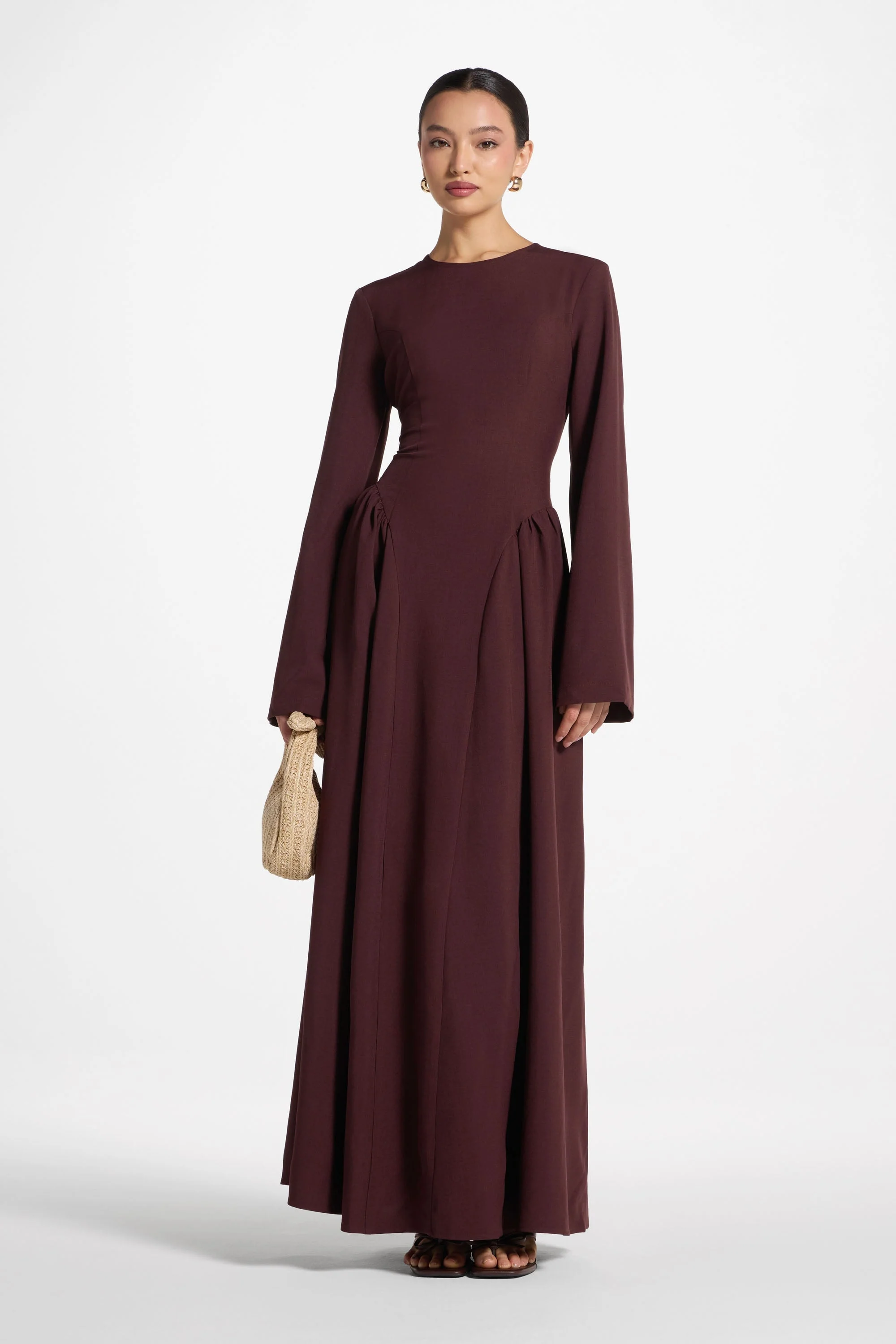Lace Up Back Maxi Dress - Chocolate Truffle - Image 3