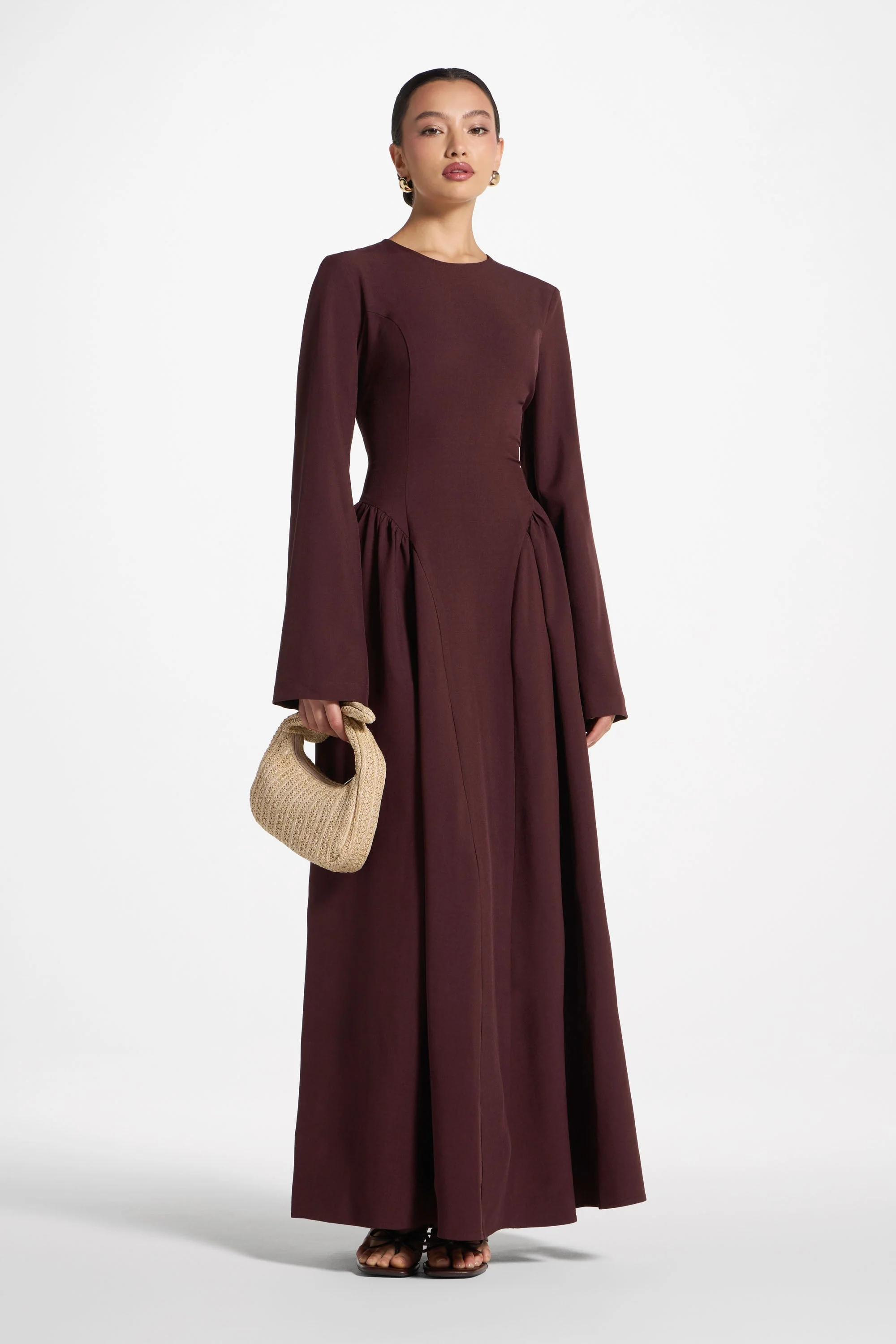 Lace Up Back Maxi Dress - Chocolate Truffle - Image 4