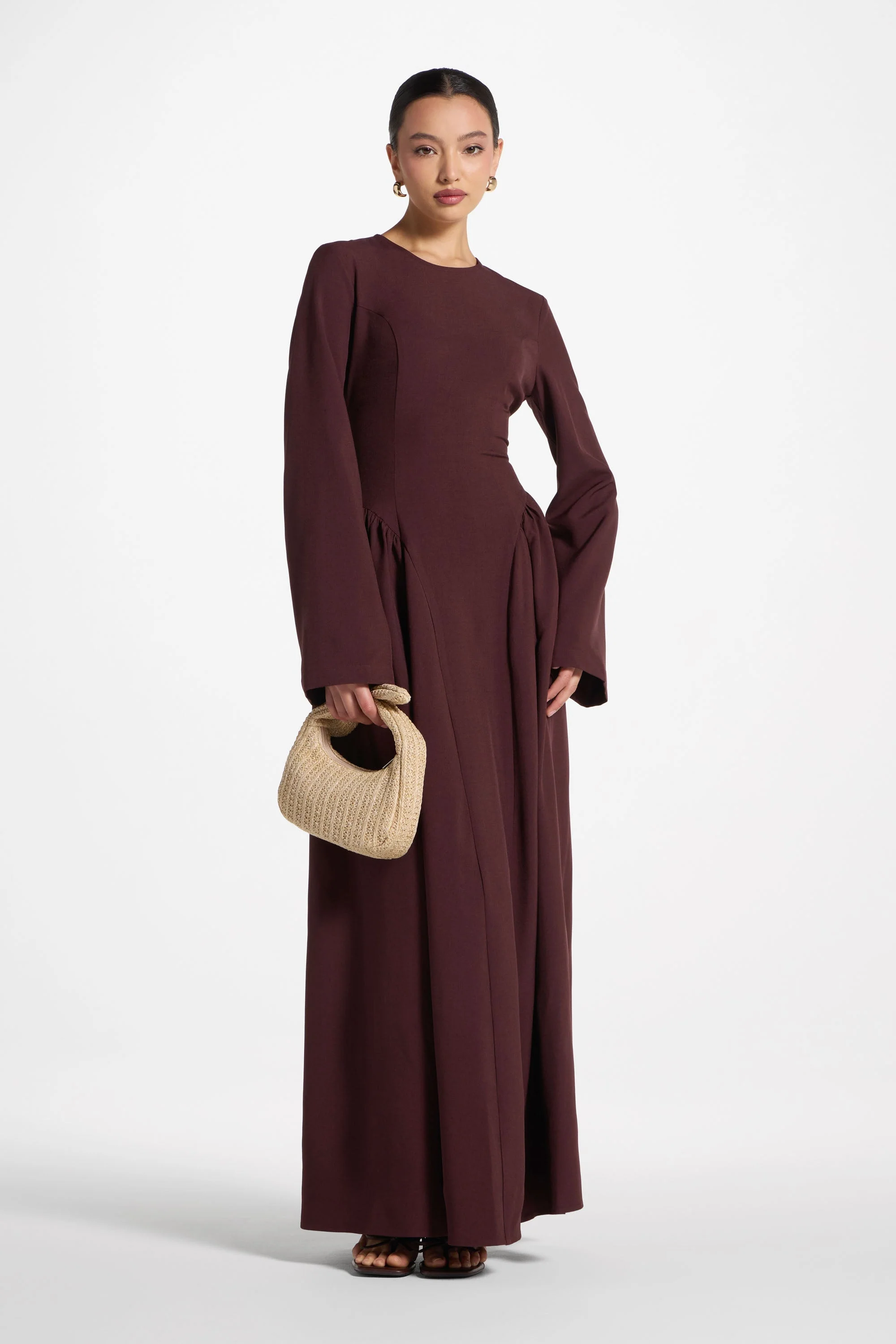 Lace Up Back Maxi Dress - Chocolate Truffle - Image 5