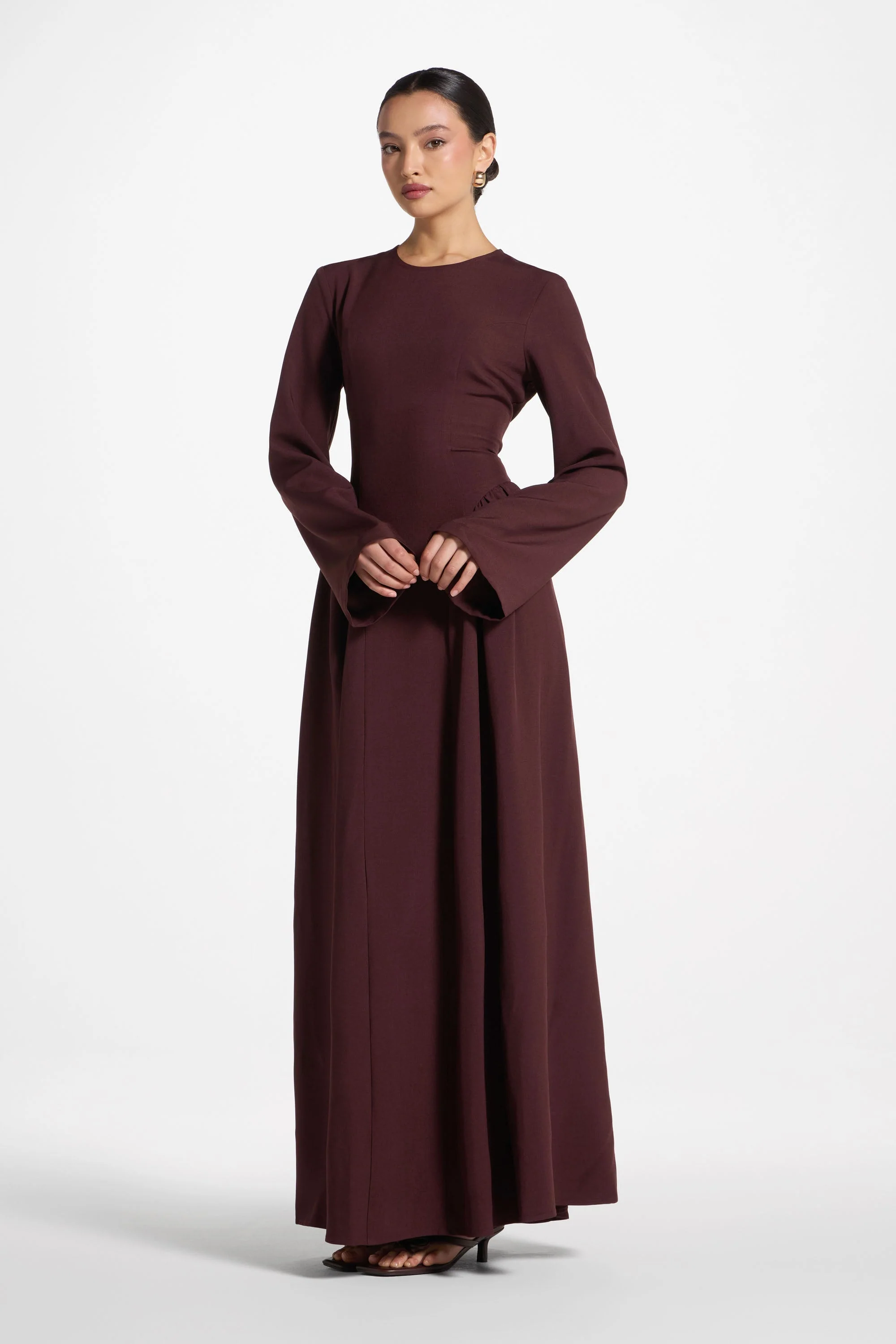 Lace Up Back Maxi Dress - Chocolate Truffle - Image 7
