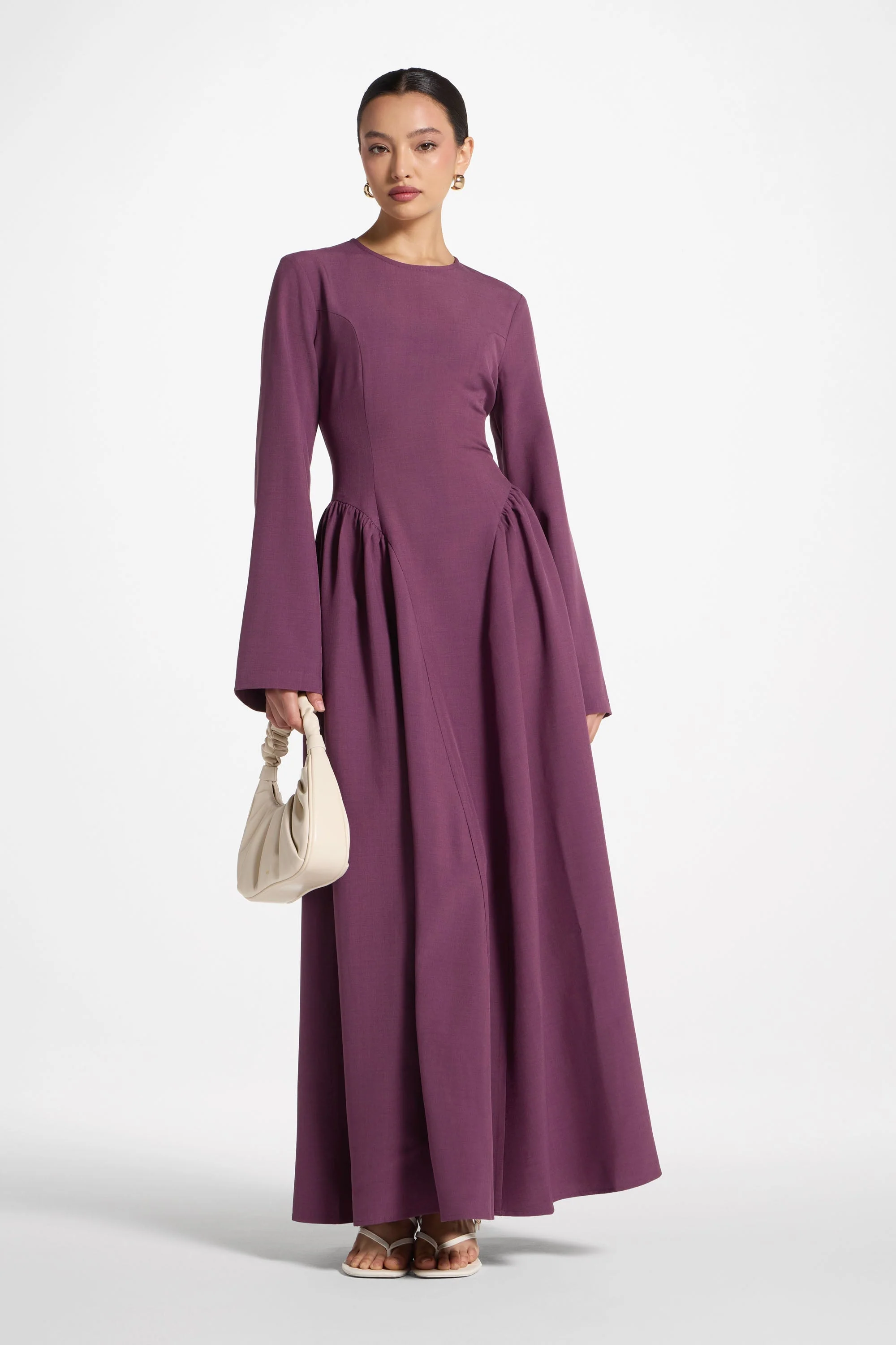 Lace Up Back Maxi Dress - Mulberry