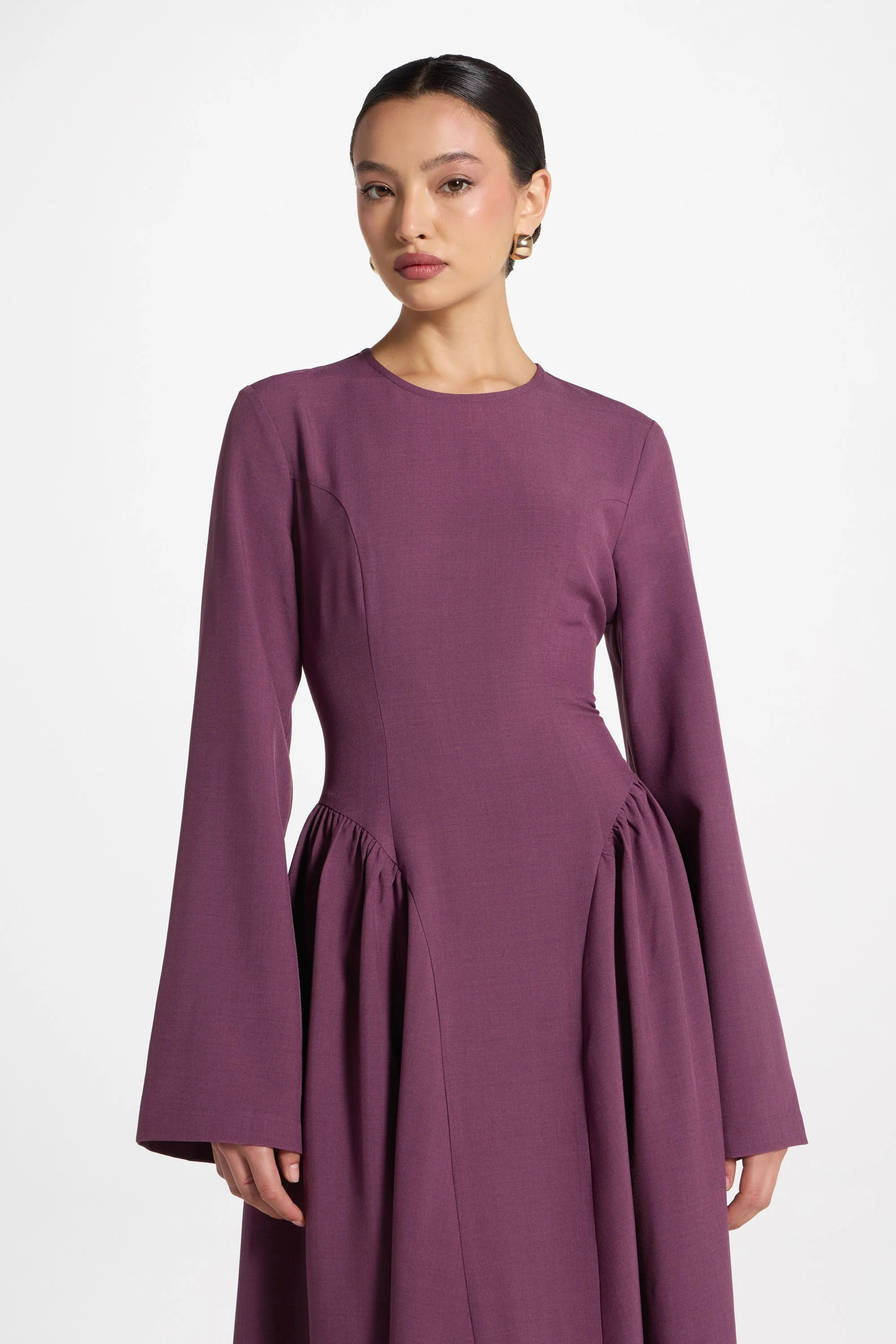 Lace Up Back Maxi Dress - Mulberry - Image 3