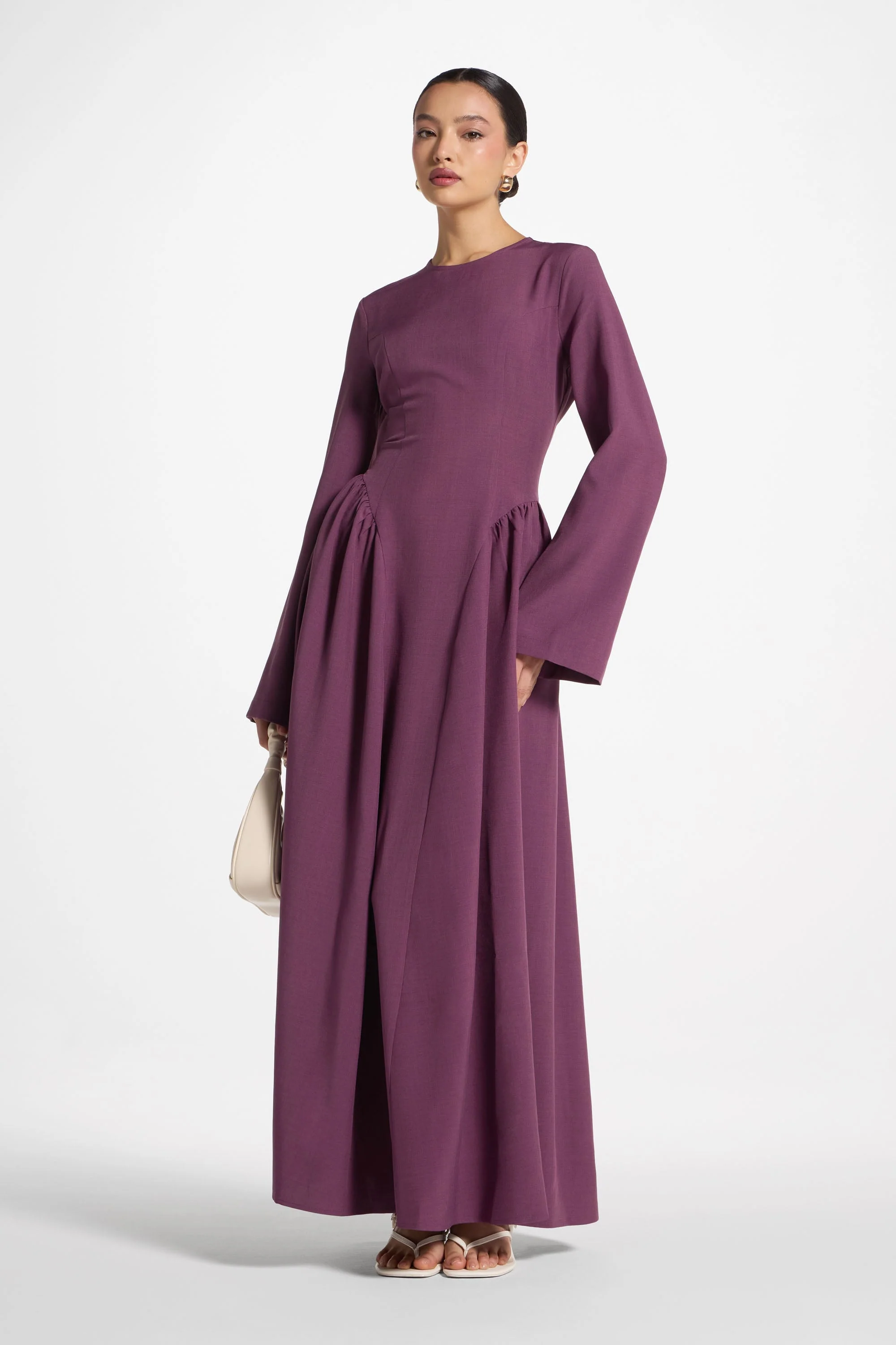 Lace Up Back Maxi Dress - Mulberry - Image 4